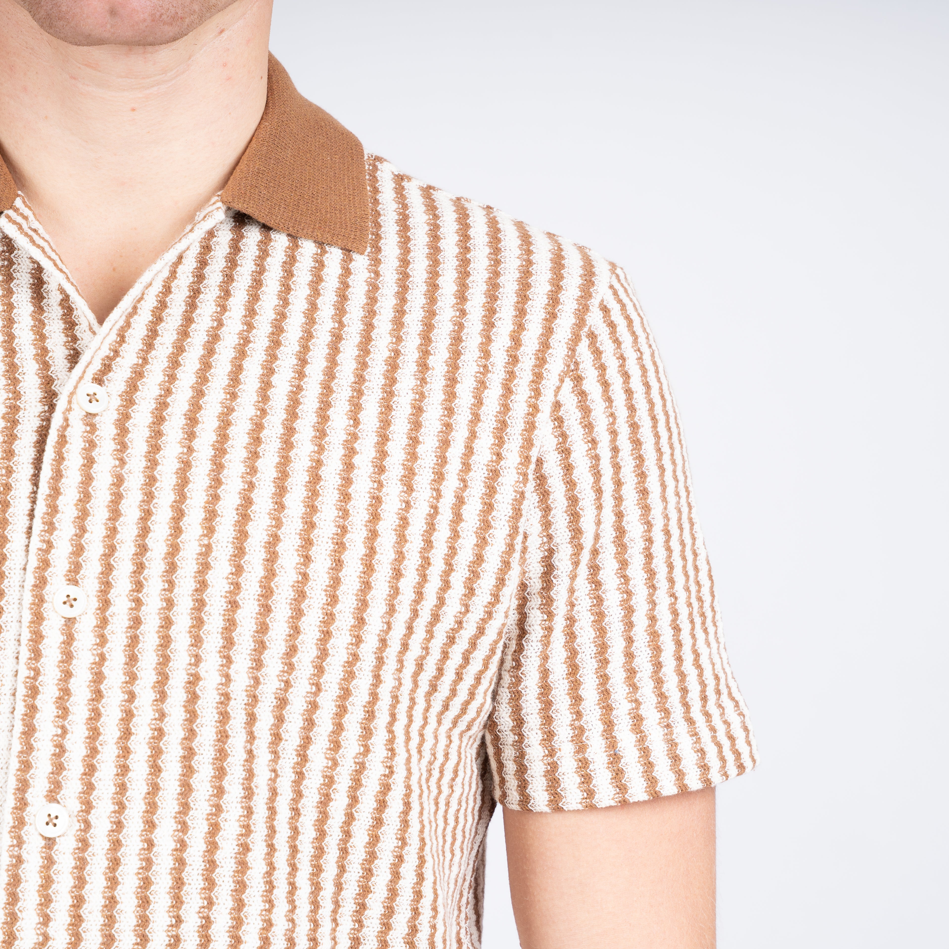 Gran Sasso Doorknoop Polo Roestbruin Gestreept | Caperdoni