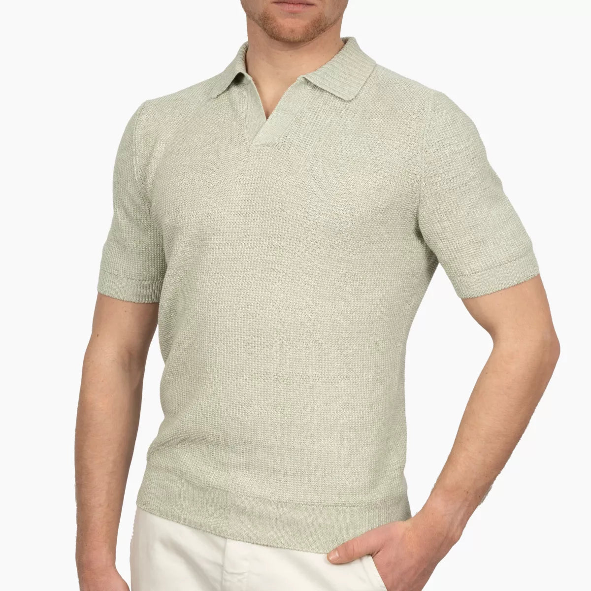 Gran Sasso Polo Lichtgroen | Rice Stitch Skipper Polo