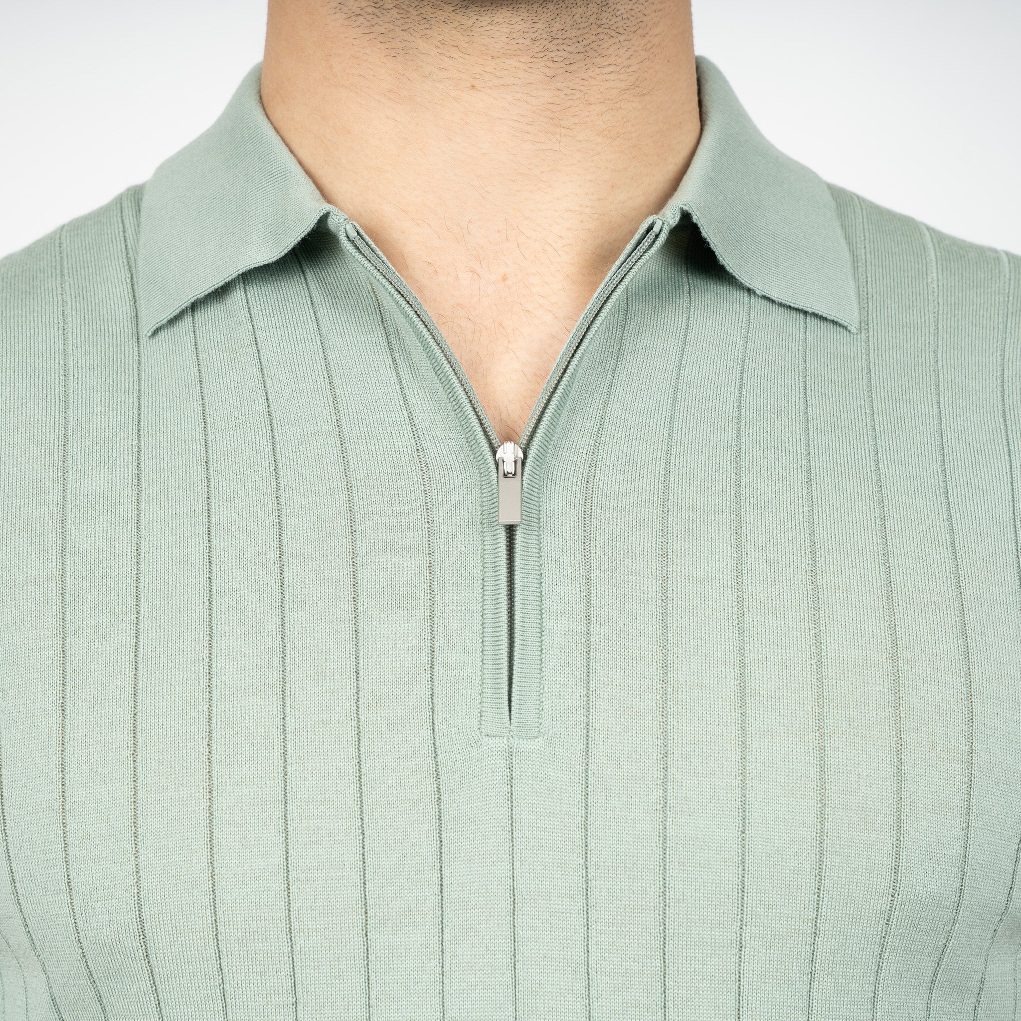 SEVEN DIALS Gebreide Polo met Rits Lichtgroen | Brentt