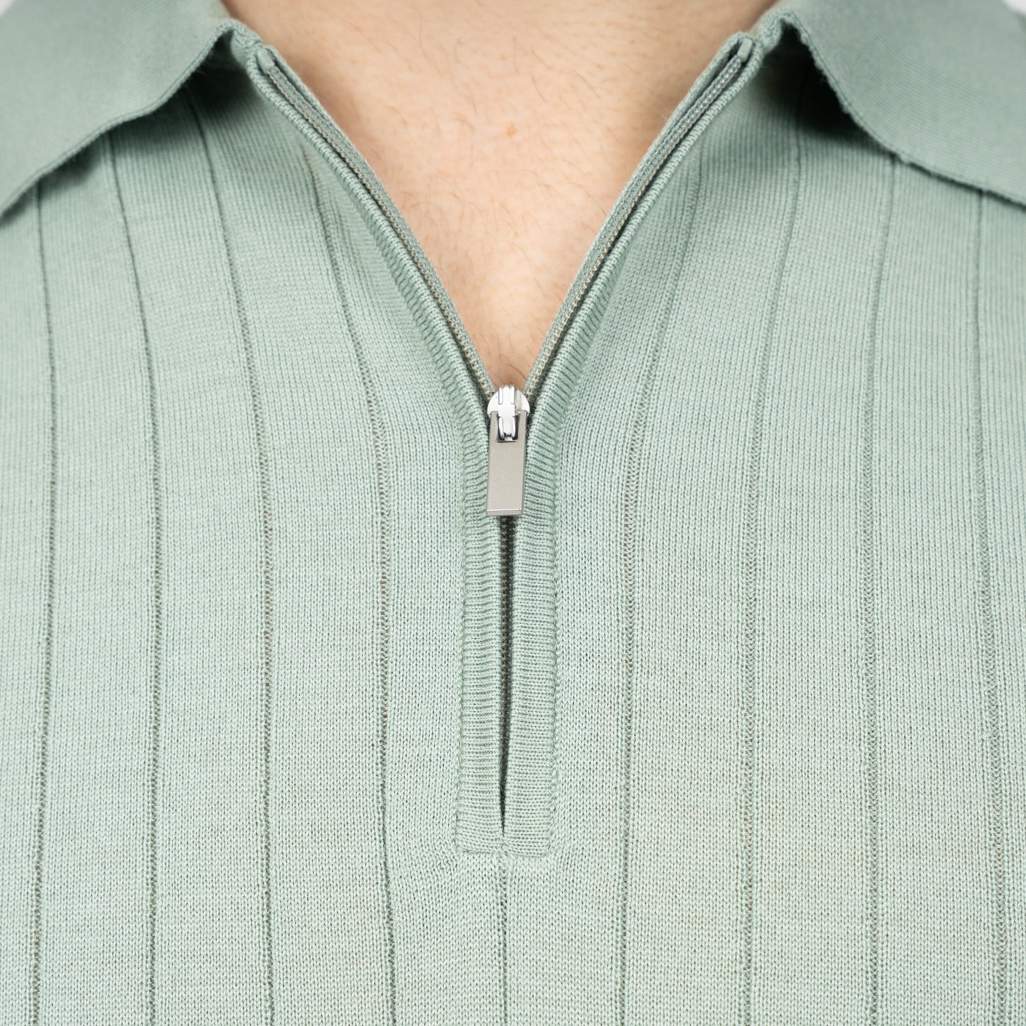 SEVEN DIALS Gebreide Polo met Rits Lichtgroen | Brentt