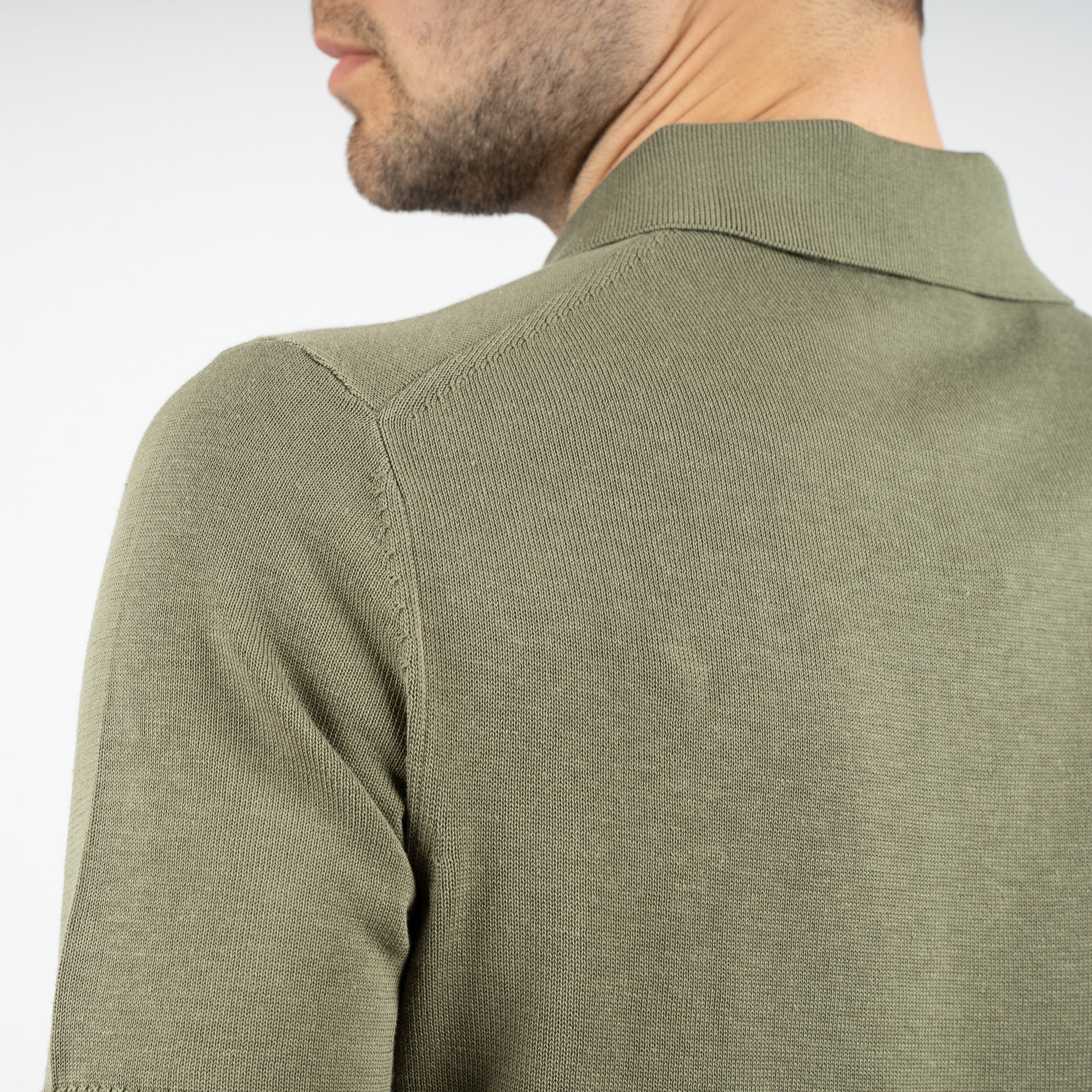SEVEN DIALS Gebreide Polo Olijfgroen | Fillin