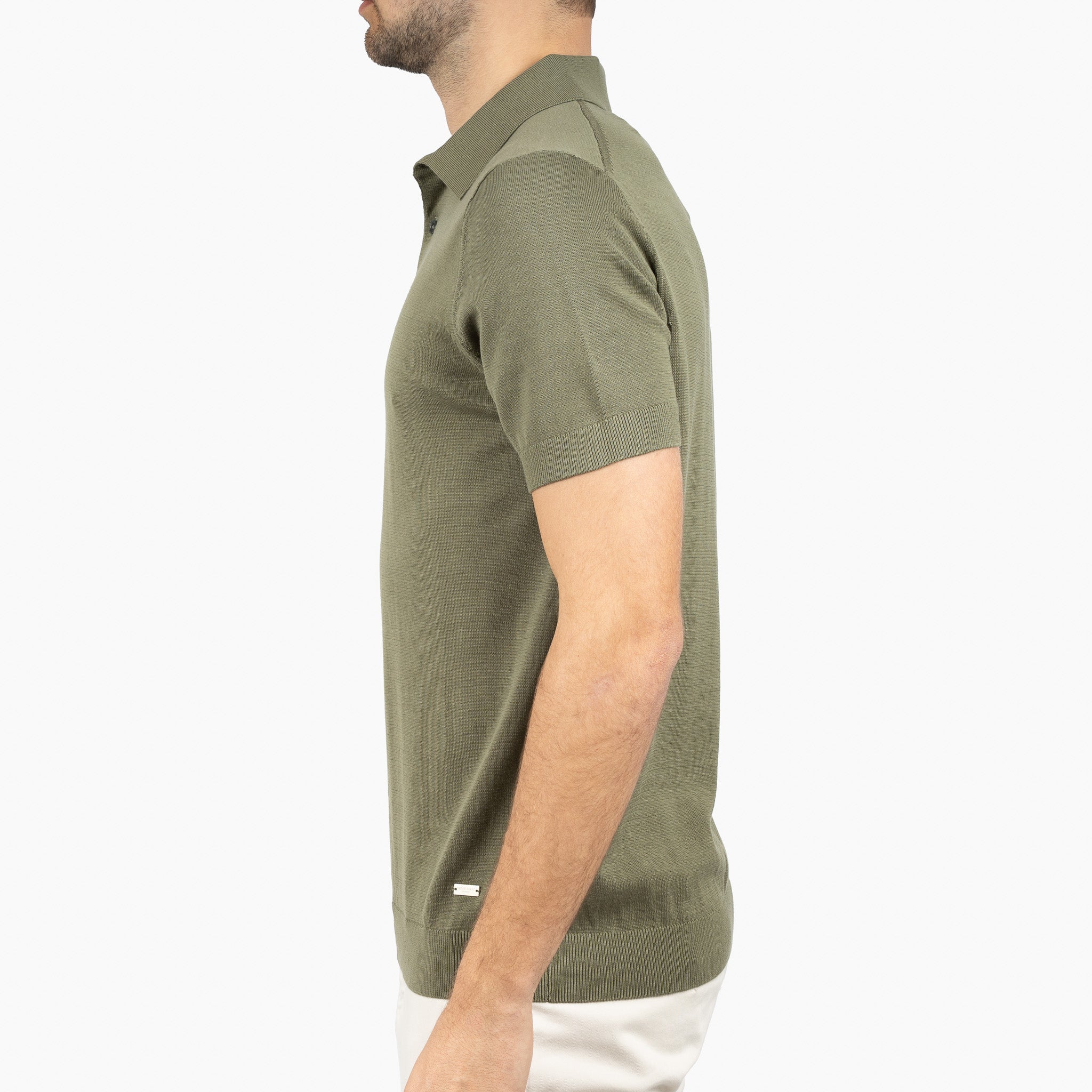 SEVEN DIALS Gebreide Polo Olijfgroen | Fillin