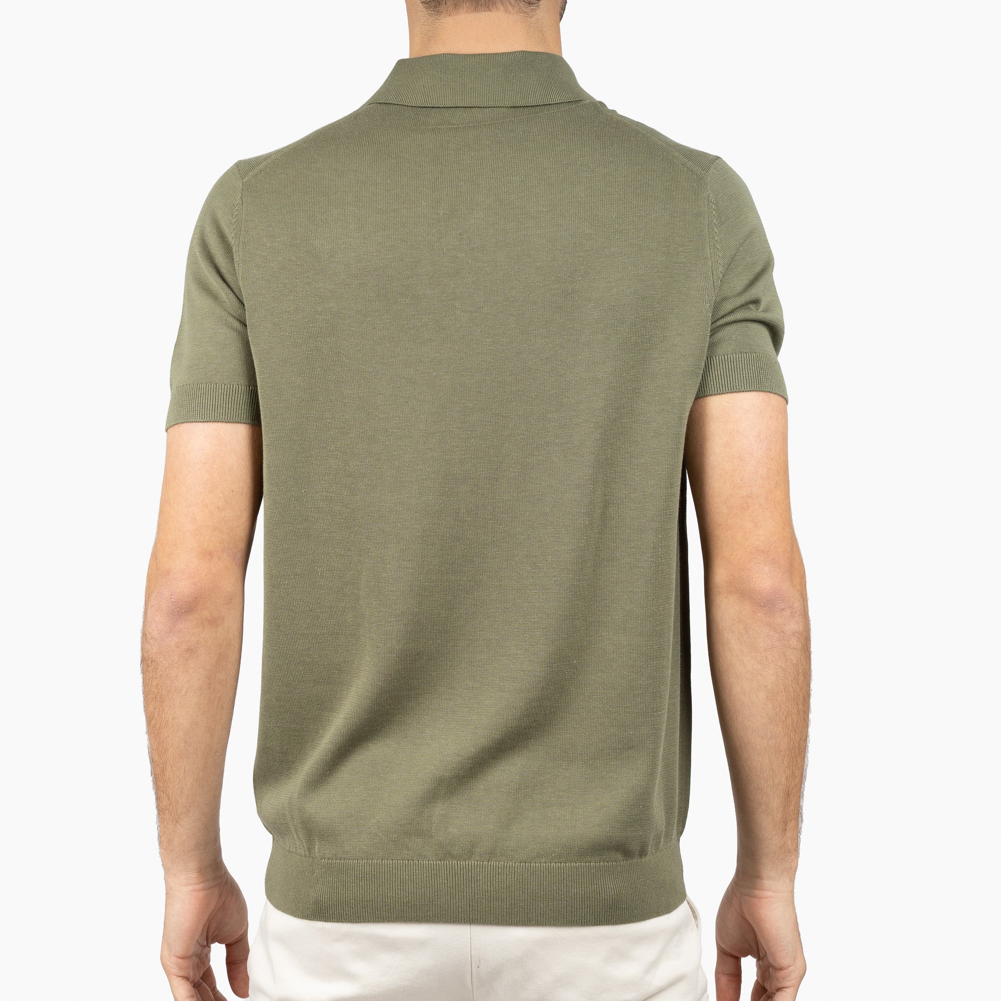 SEVEN DIALS Gebreide Polo Olijfgroen | Fillin