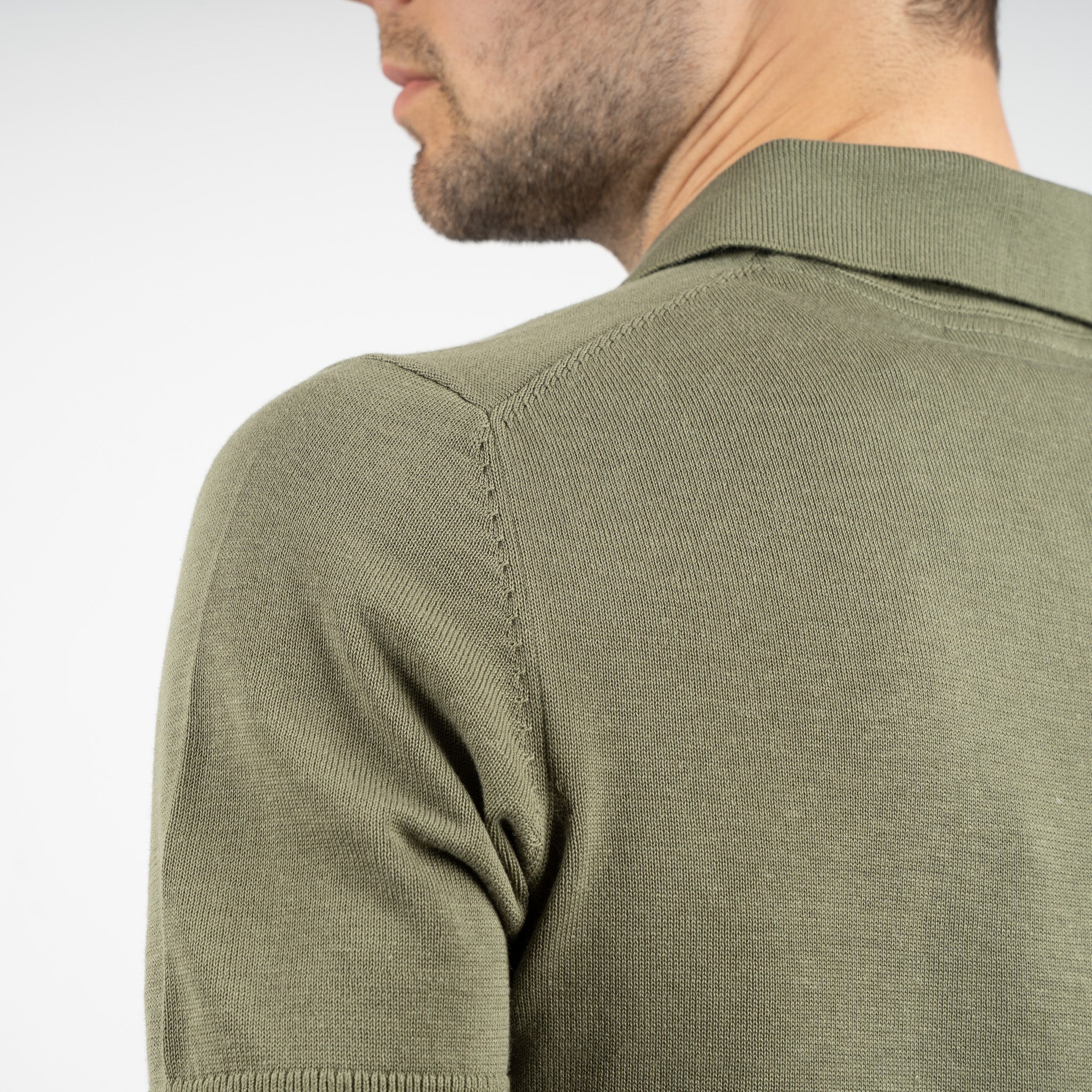 SEVEN DIALS Gebreide Buttonless Polo Groen | Dyche