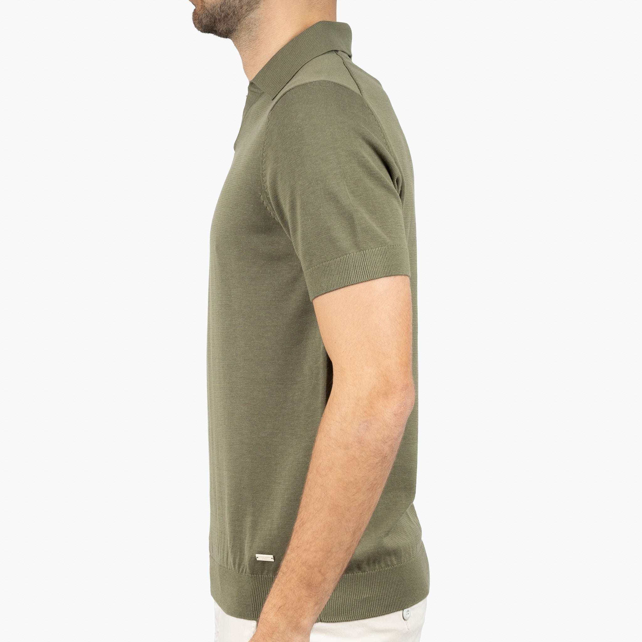 SEVEN DIALS Gebreide Buttonless Polo Groen | Dyche