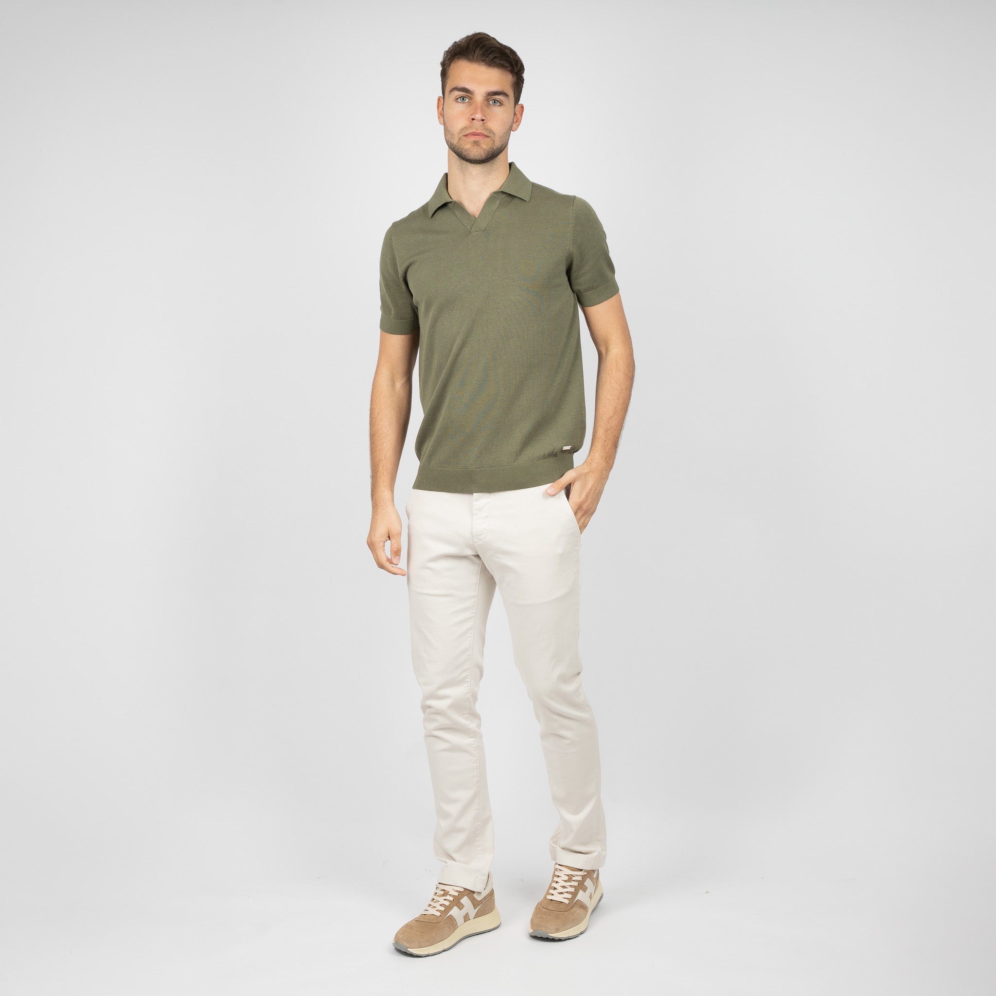 SEVEN DIALS Gebreide Buttonless Polo Groen | Dyche