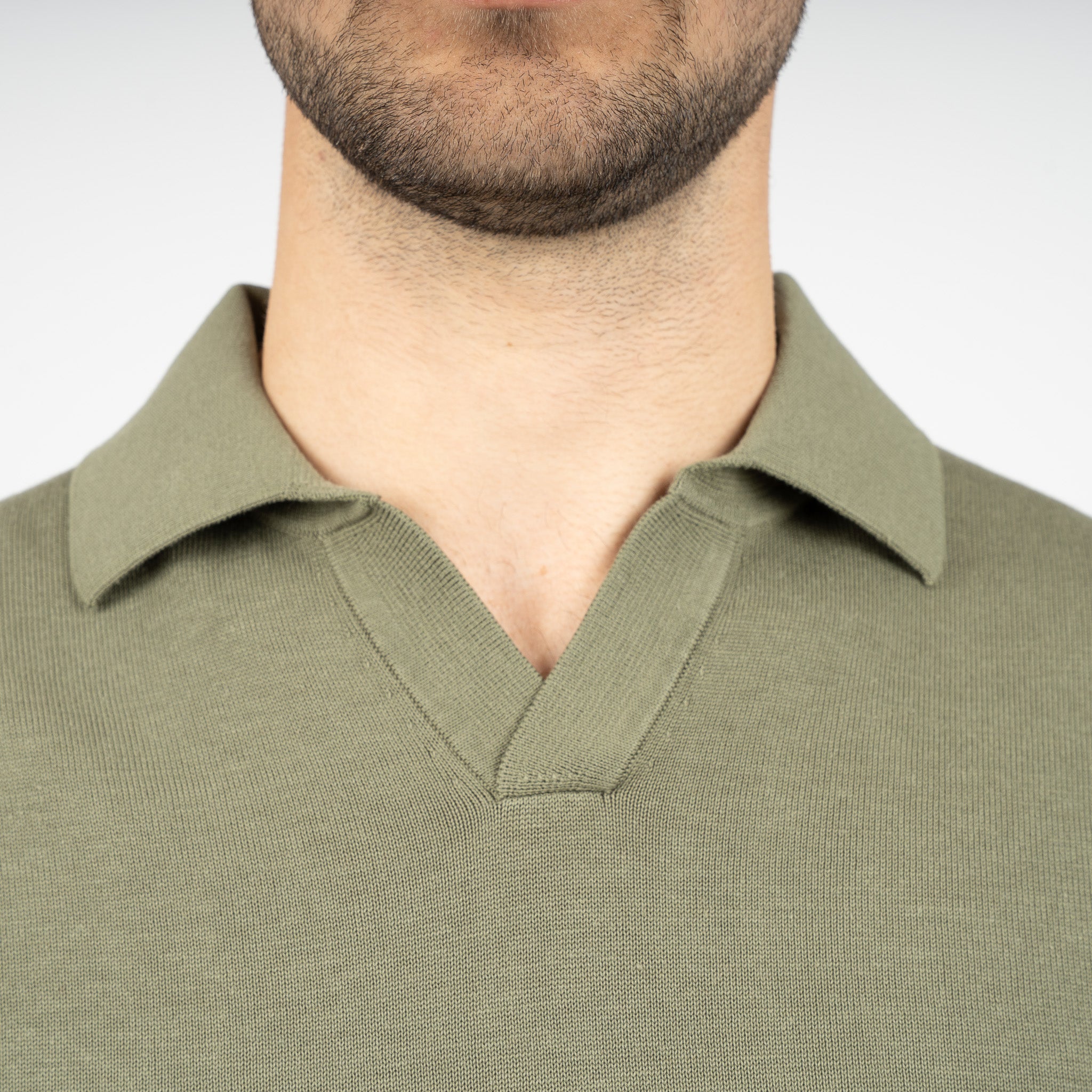 SEVEN DIALS Gebreide Buttonless Polo Groen | Dyche