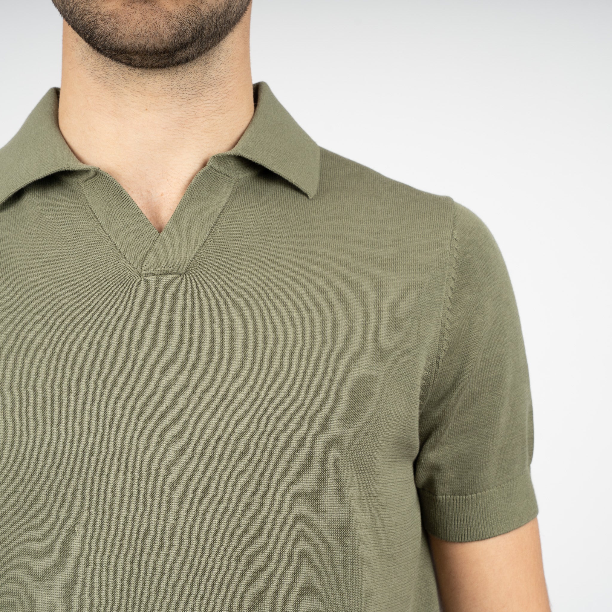 SEVEN DIALS Gebreide Buttonless Polo Groen | Dyche