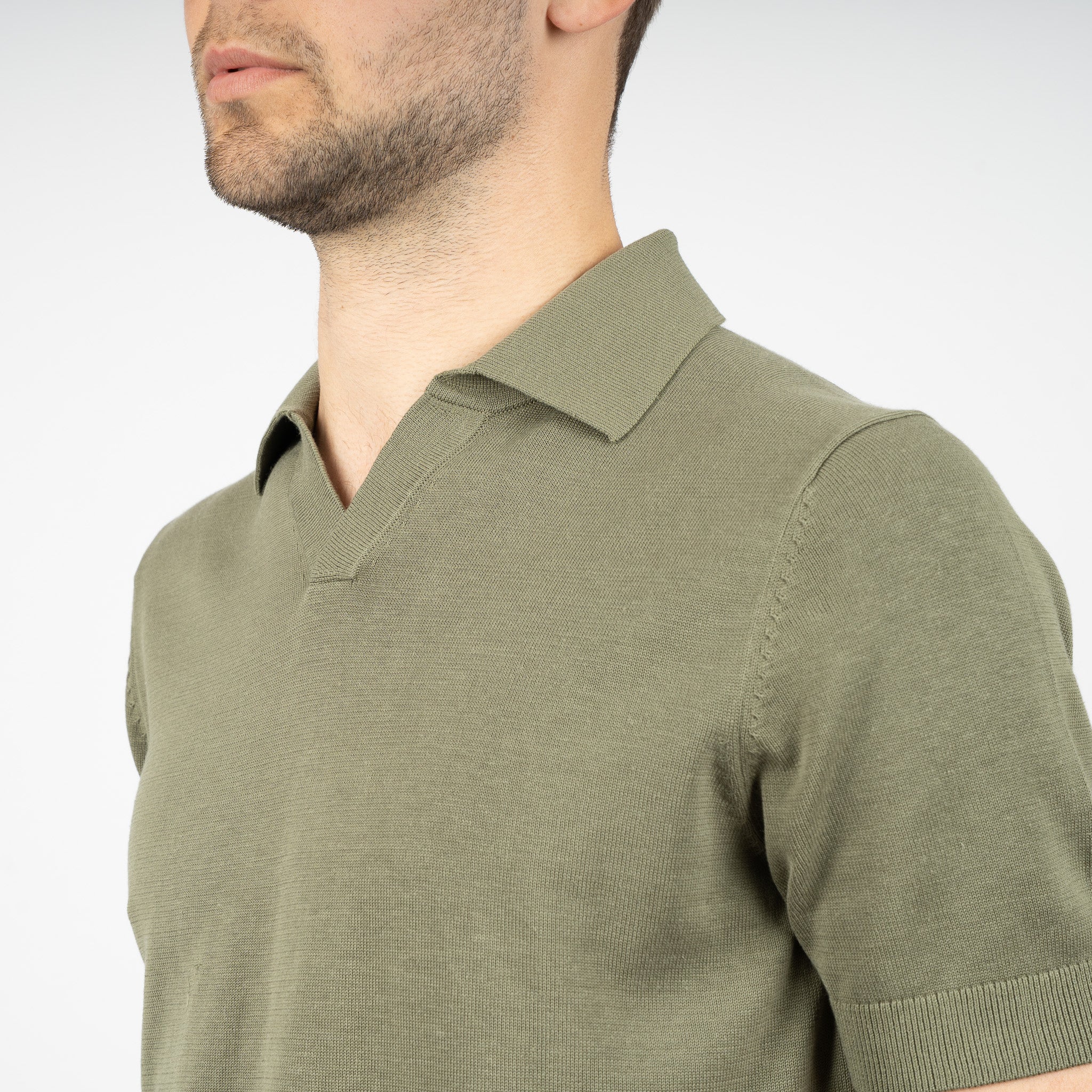 SEVEN DIALS Gebreide Buttonless Polo Groen | Dyche