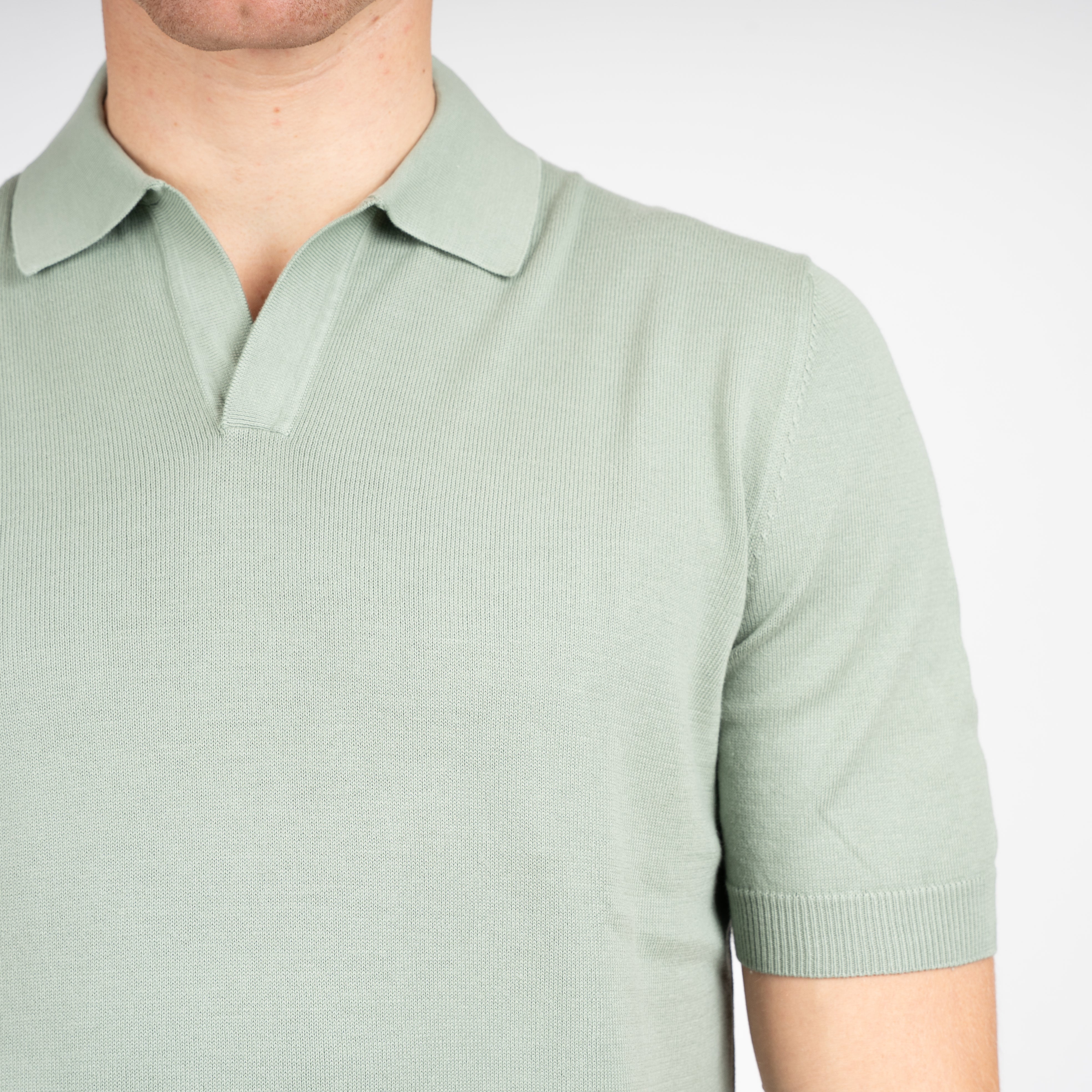 Gran Sasso Buttonless Polo Lichtgroen | Egyptian Cotton