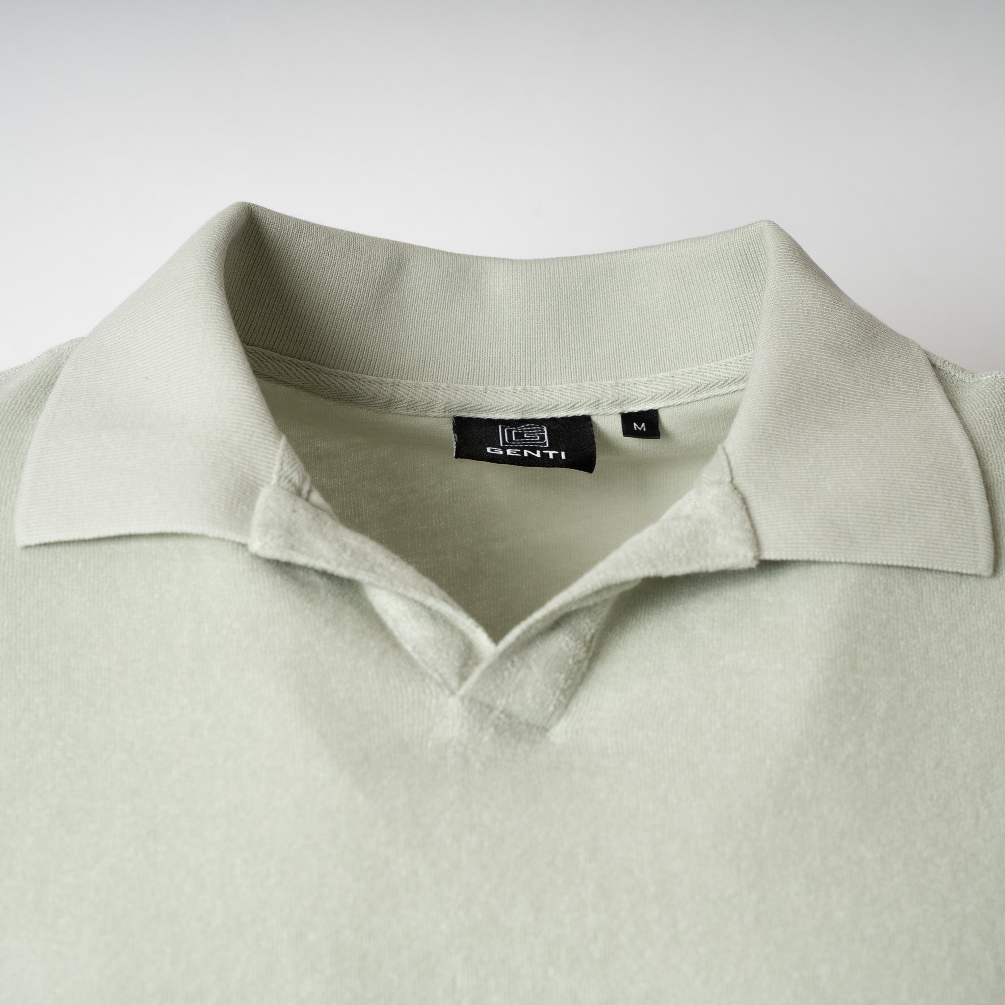 Genti Buttonless Polo Lichtgroen | Badstof