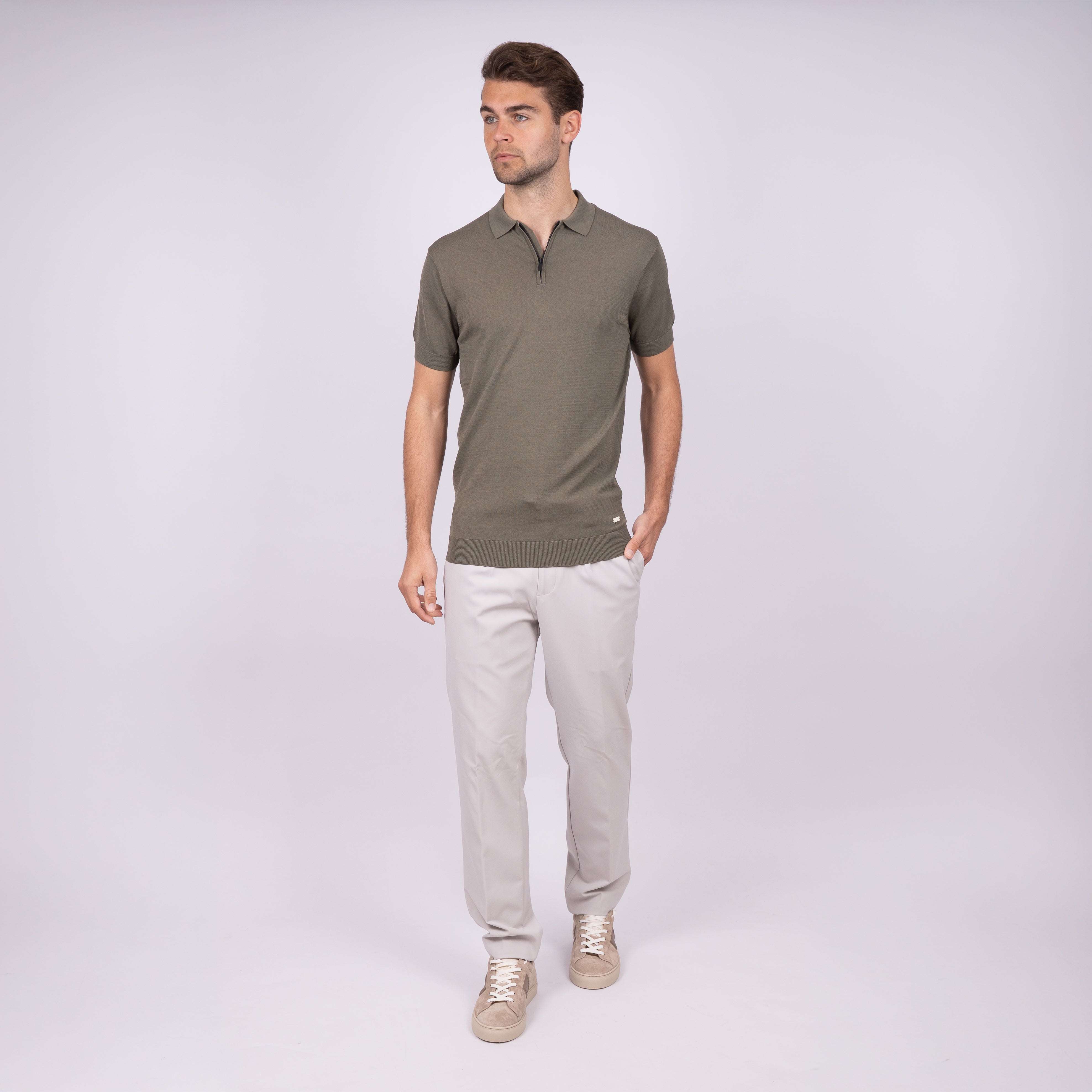 SEVEN DIALS Technische Polo met Rits Groen | Osric