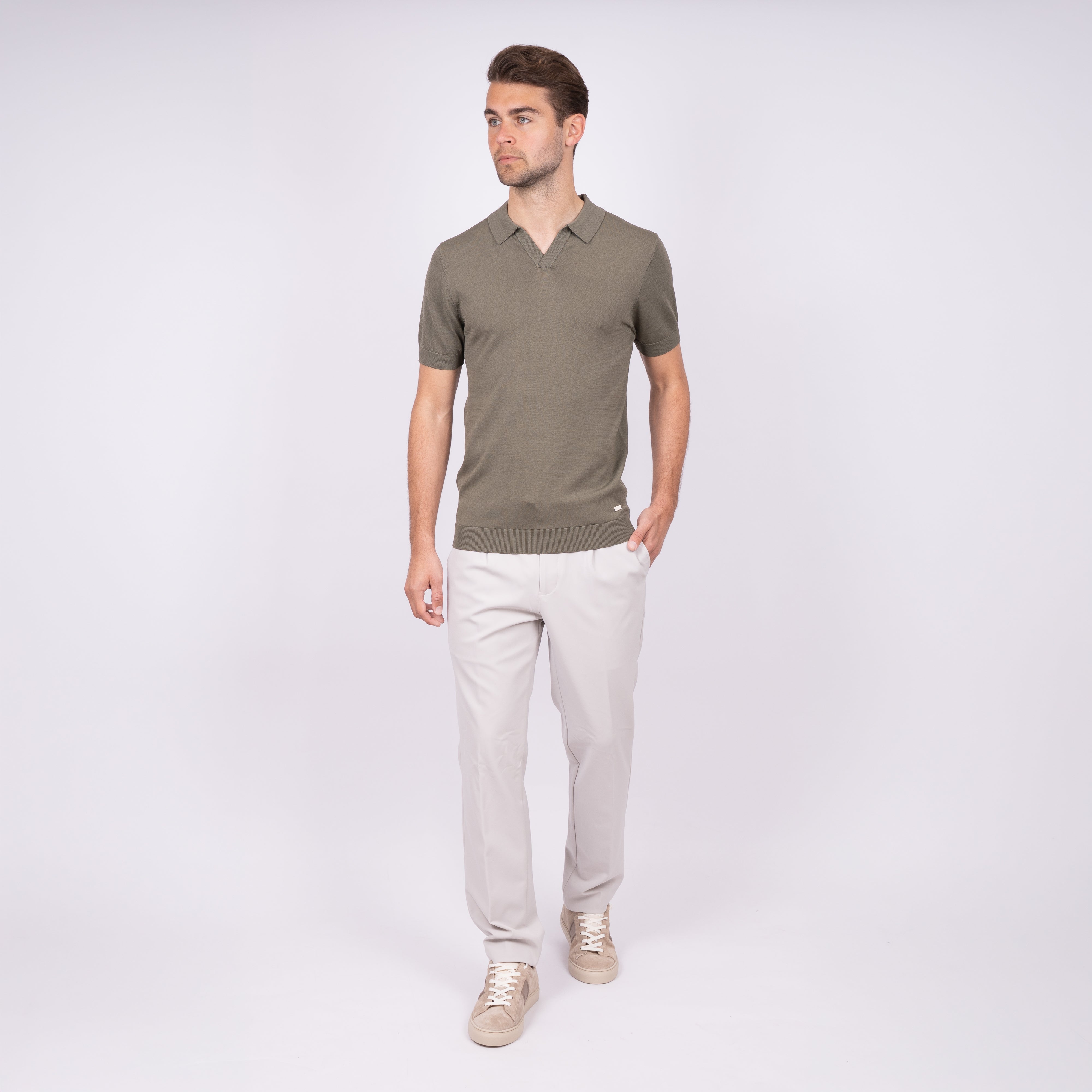 SEVEN DIALS Technische Buttonless Polo Groen | Hayden