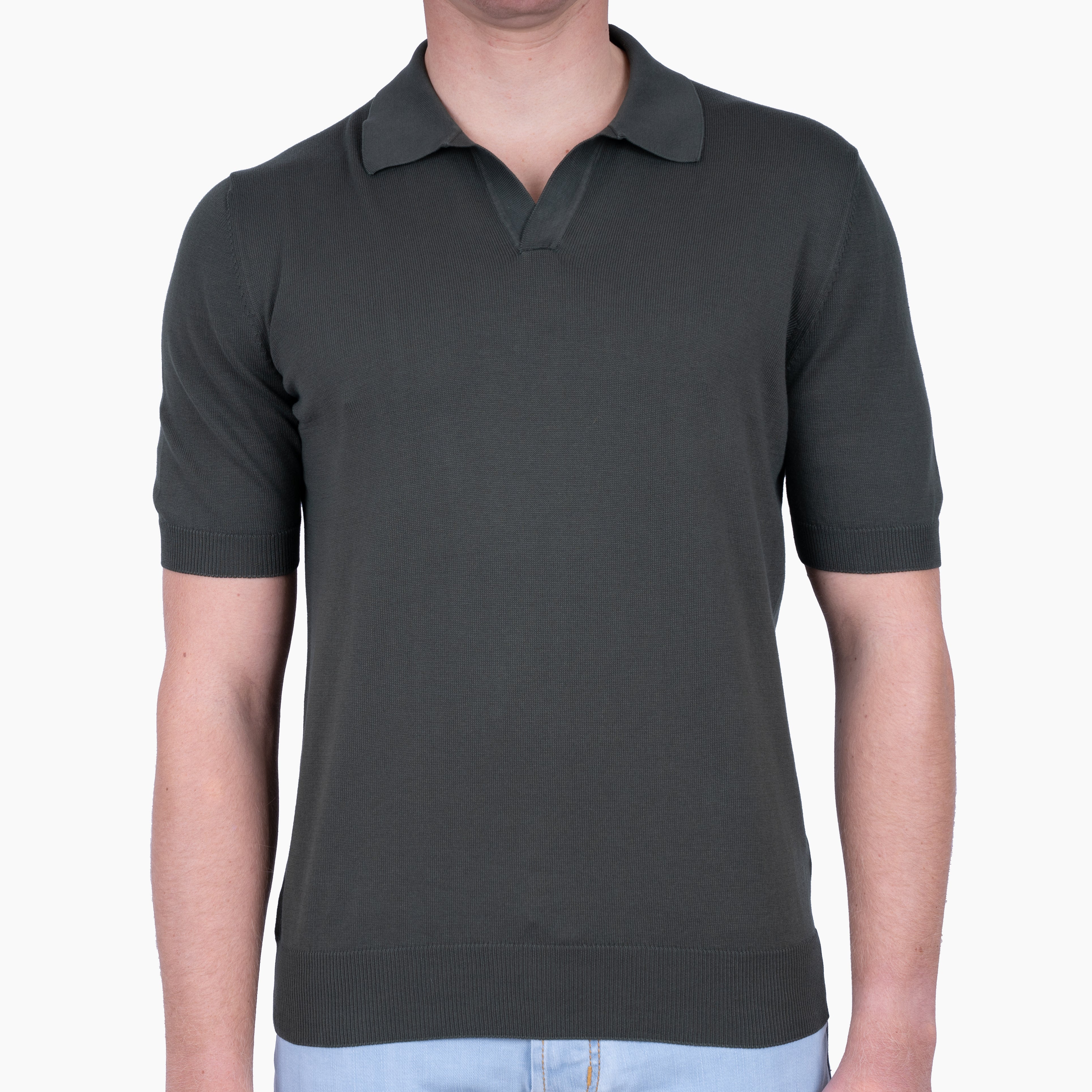Gran Sasso Buttonless Polo Groen | Egyptian Cotton