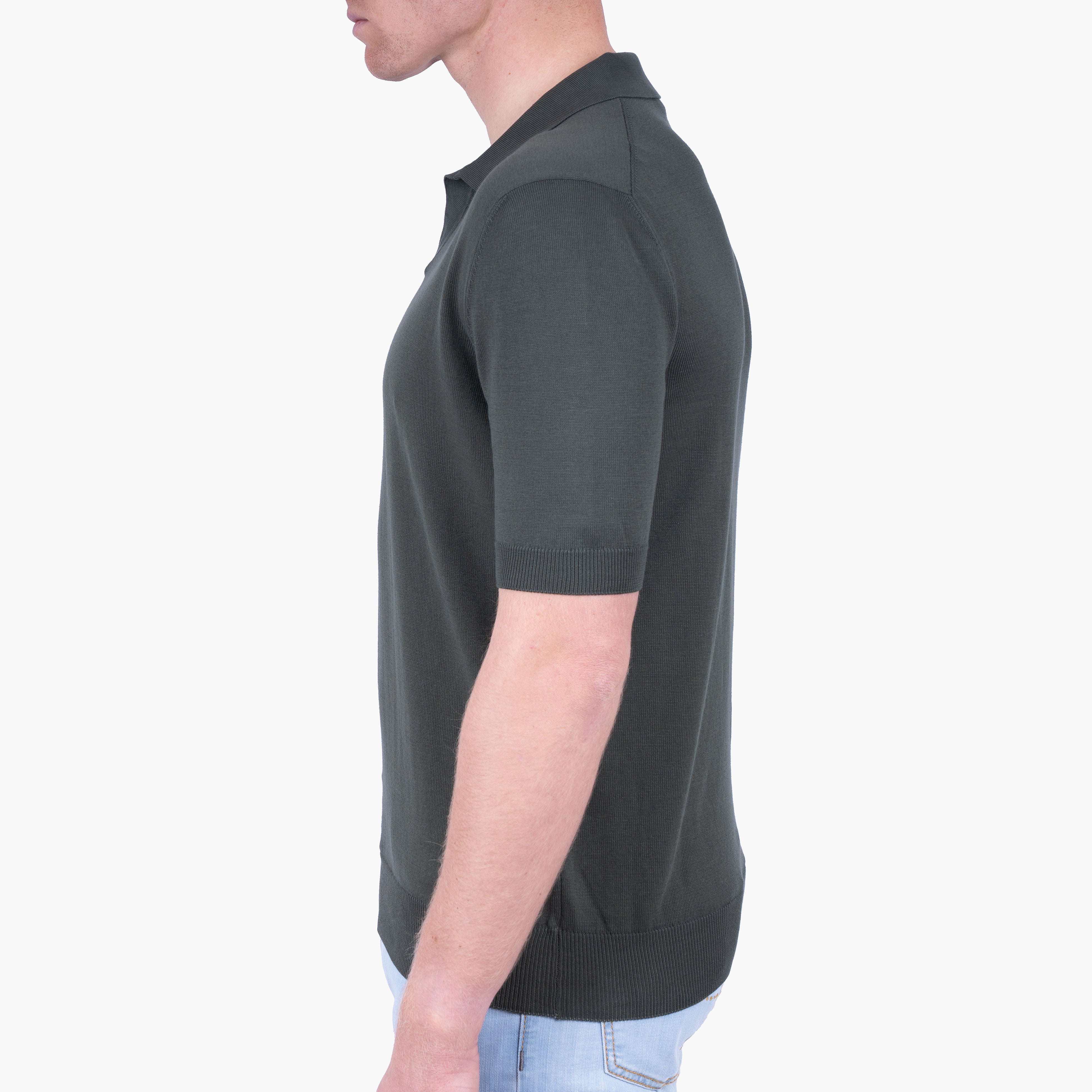 Gran Sasso Buttonless Polo Groen | Egyptian Cotton