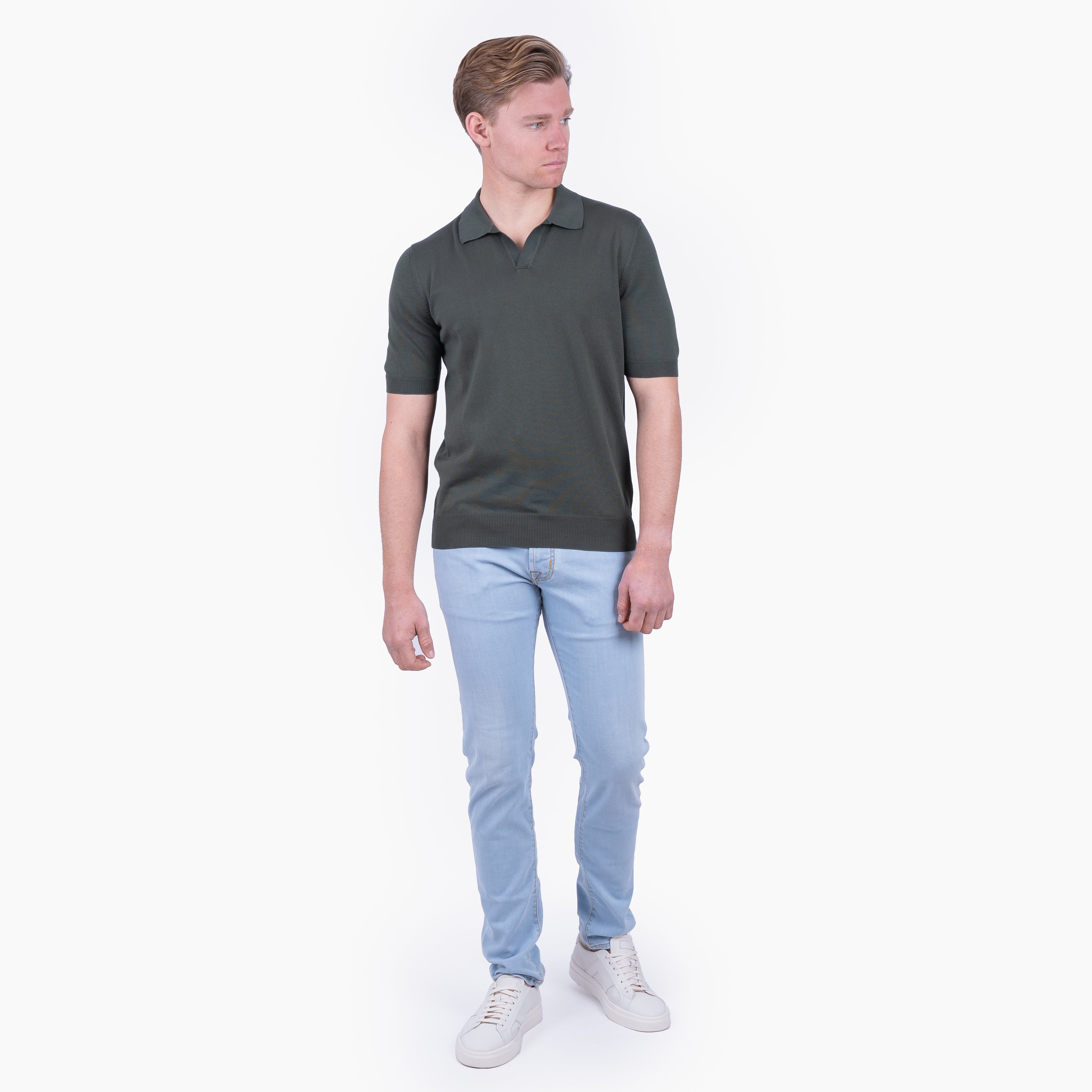 Gran Sasso Buttonless Polo Groen | Egyptian Cotton