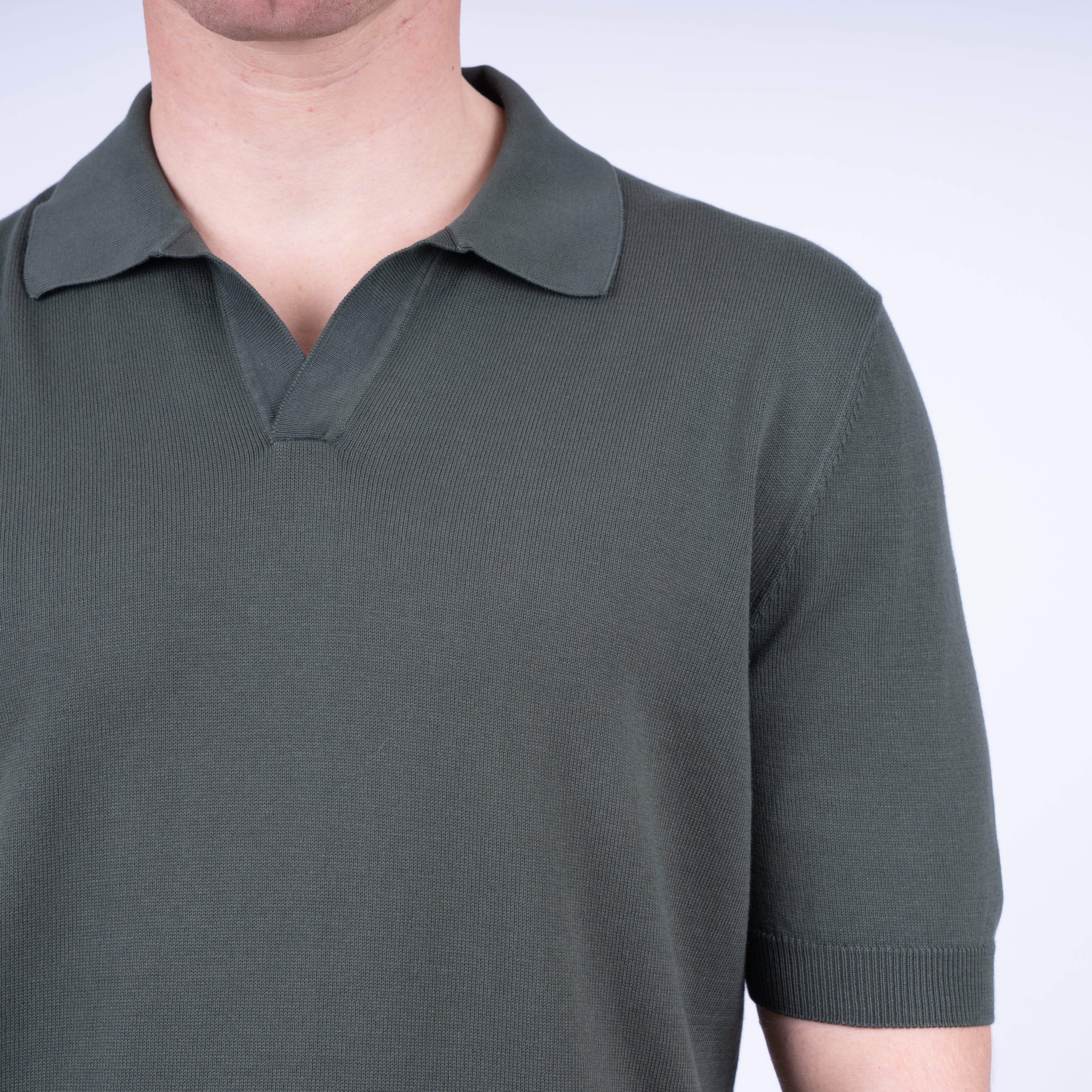 Gran Sasso Buttonless Polo Groen | Egyptian Cotton