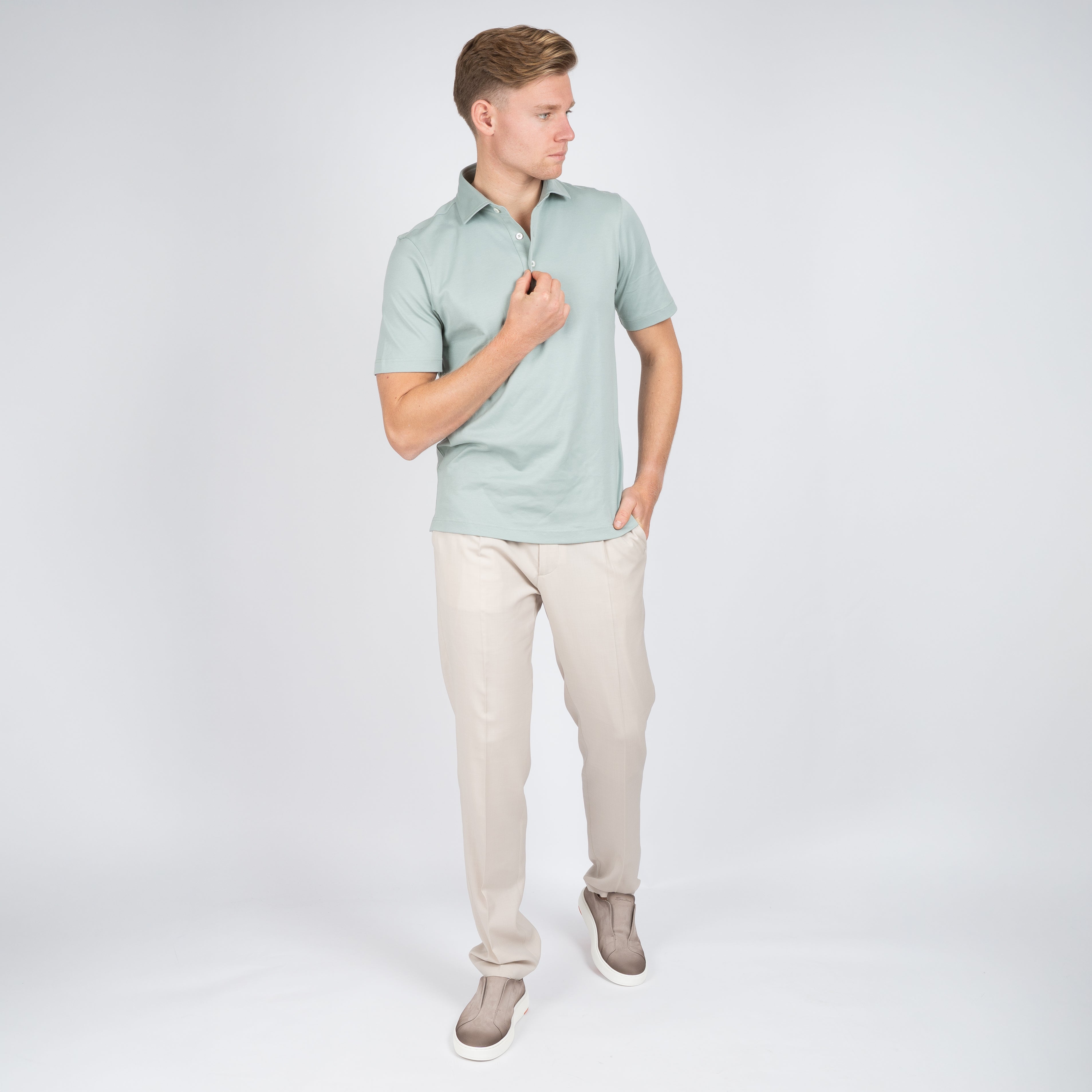 Gran Sasso Polo Mintgroen | Mercerized Cotton