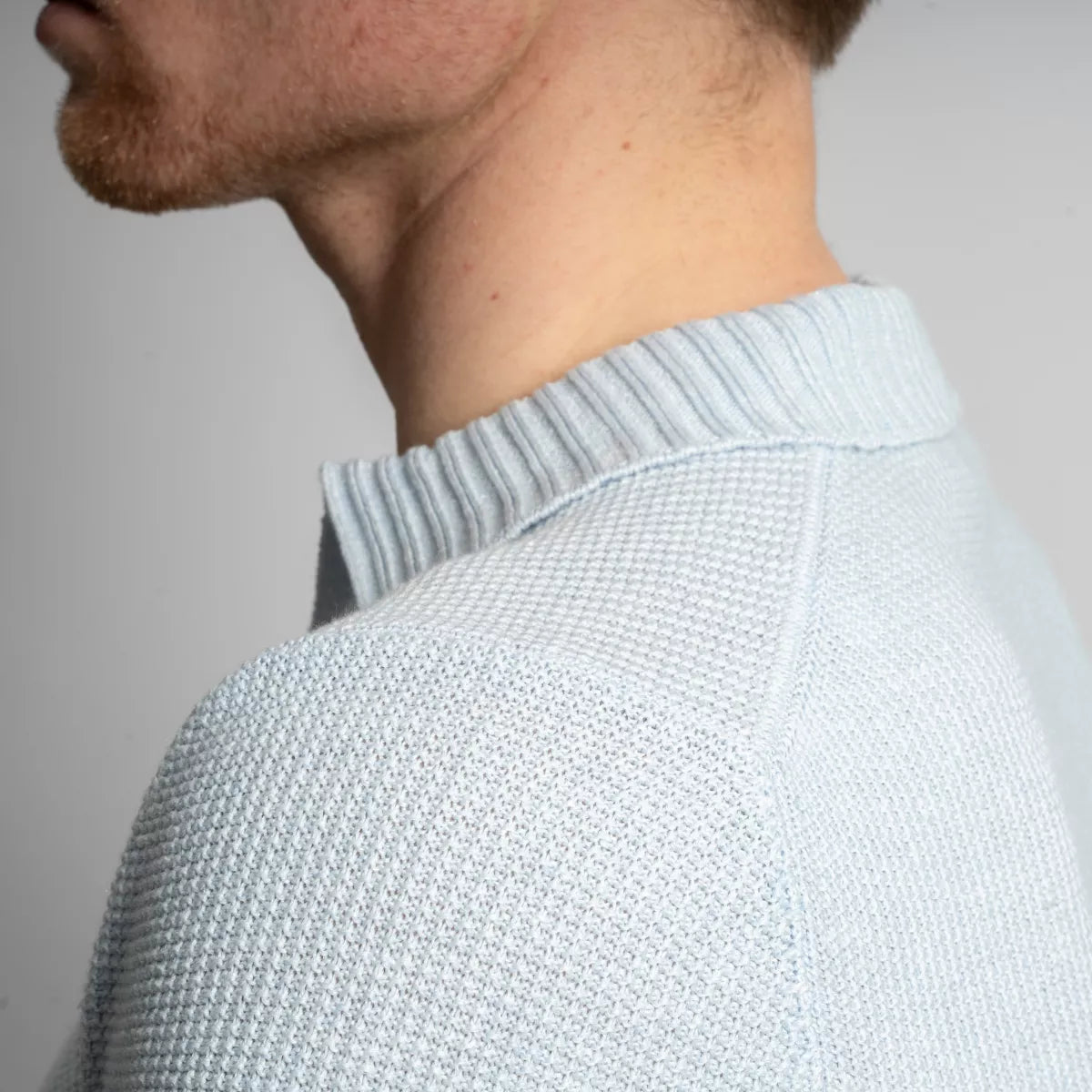 Gran Sasso Polo Lichtblauw | Rice Stitch Skipper Polo