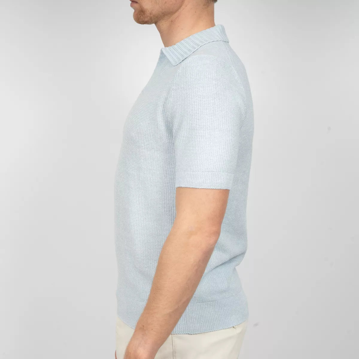 Gran Sasso Polo Lichtblauw | Rice Stitch Skipper Polo