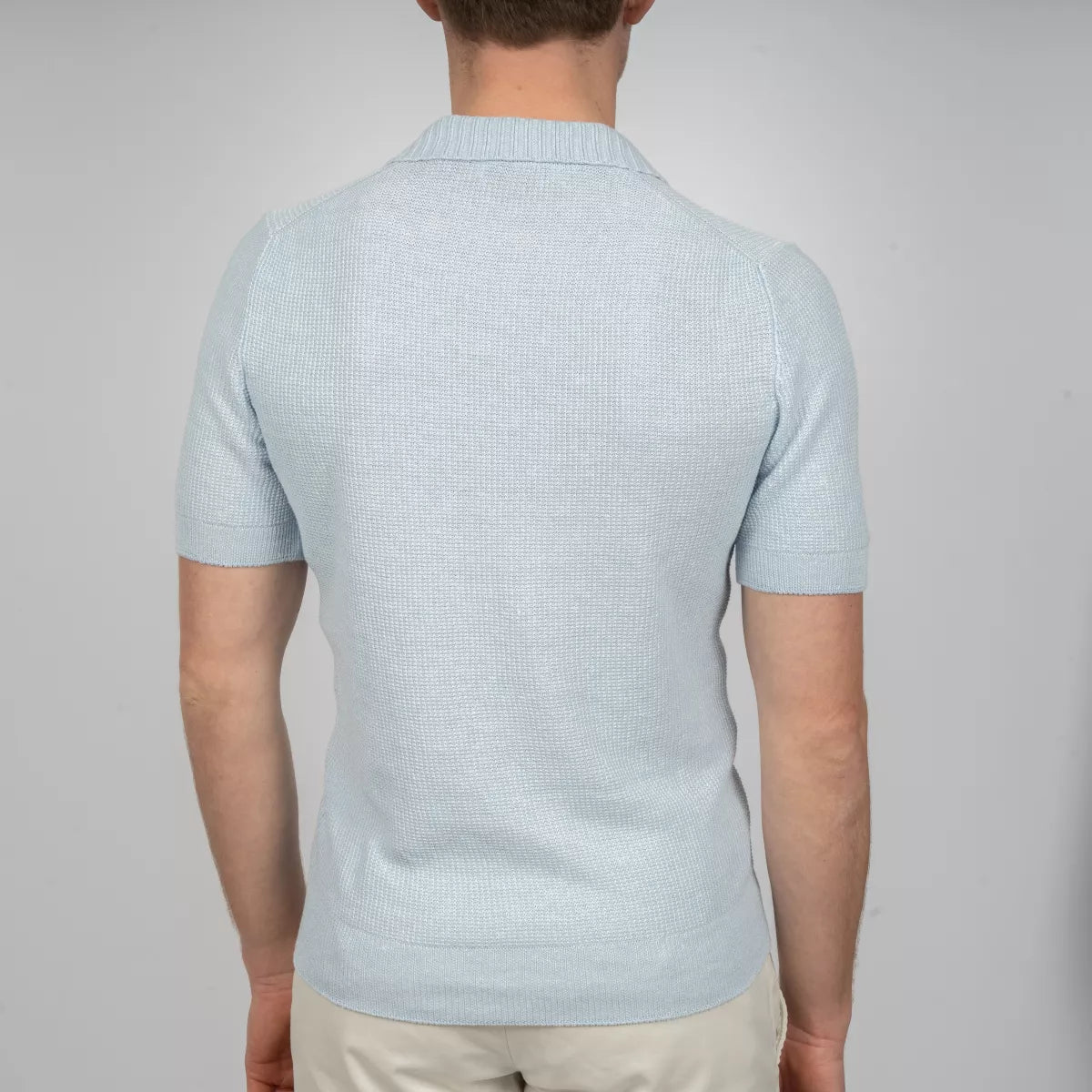 Gran Sasso Polo Lichtblauw | Rice Stitch Skipper Polo