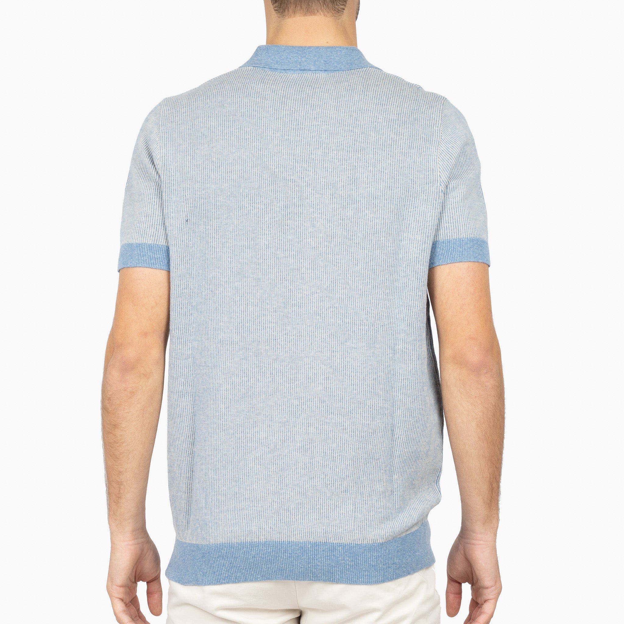 SEVEN DIALS Gebreide Polo met Rits Lichtblauw | Desmond