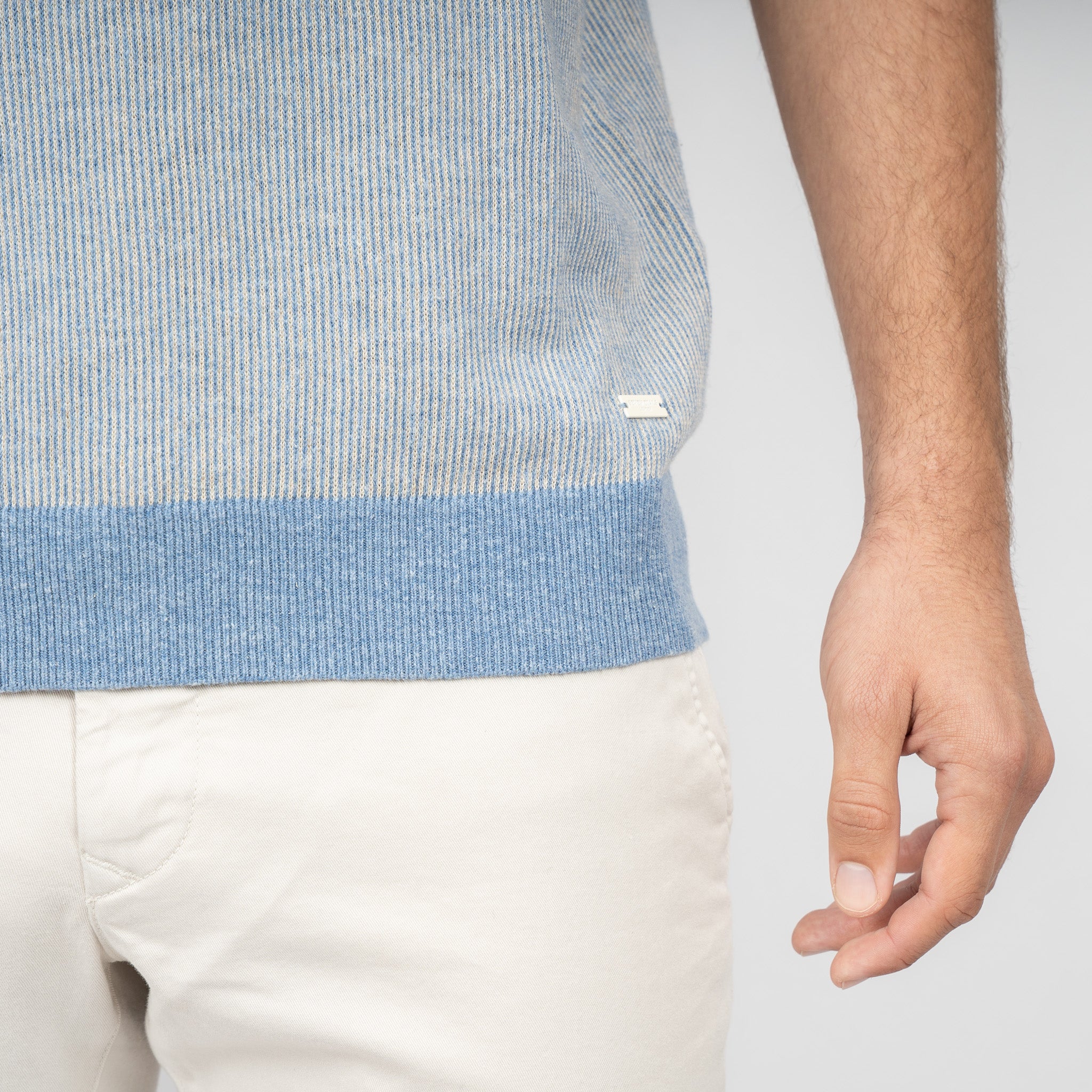 SEVEN DIALS Gebreide Polo met Rits Lichtblauw | Desmond
