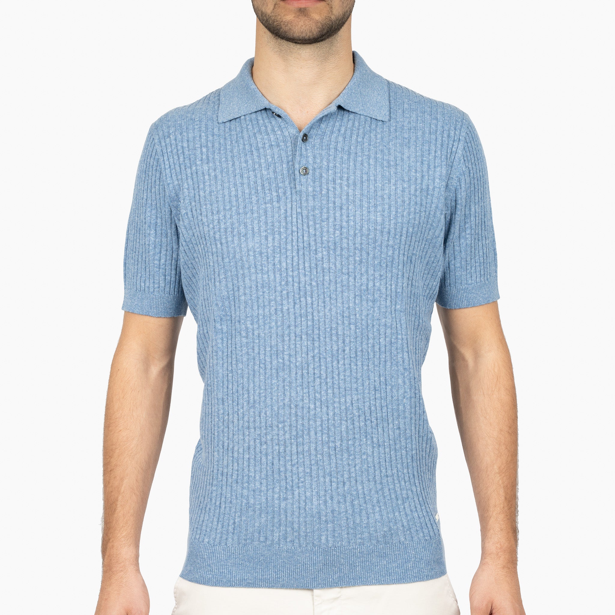 SEVEN DIALS Gebreide Polo Lichtblauw | Rio