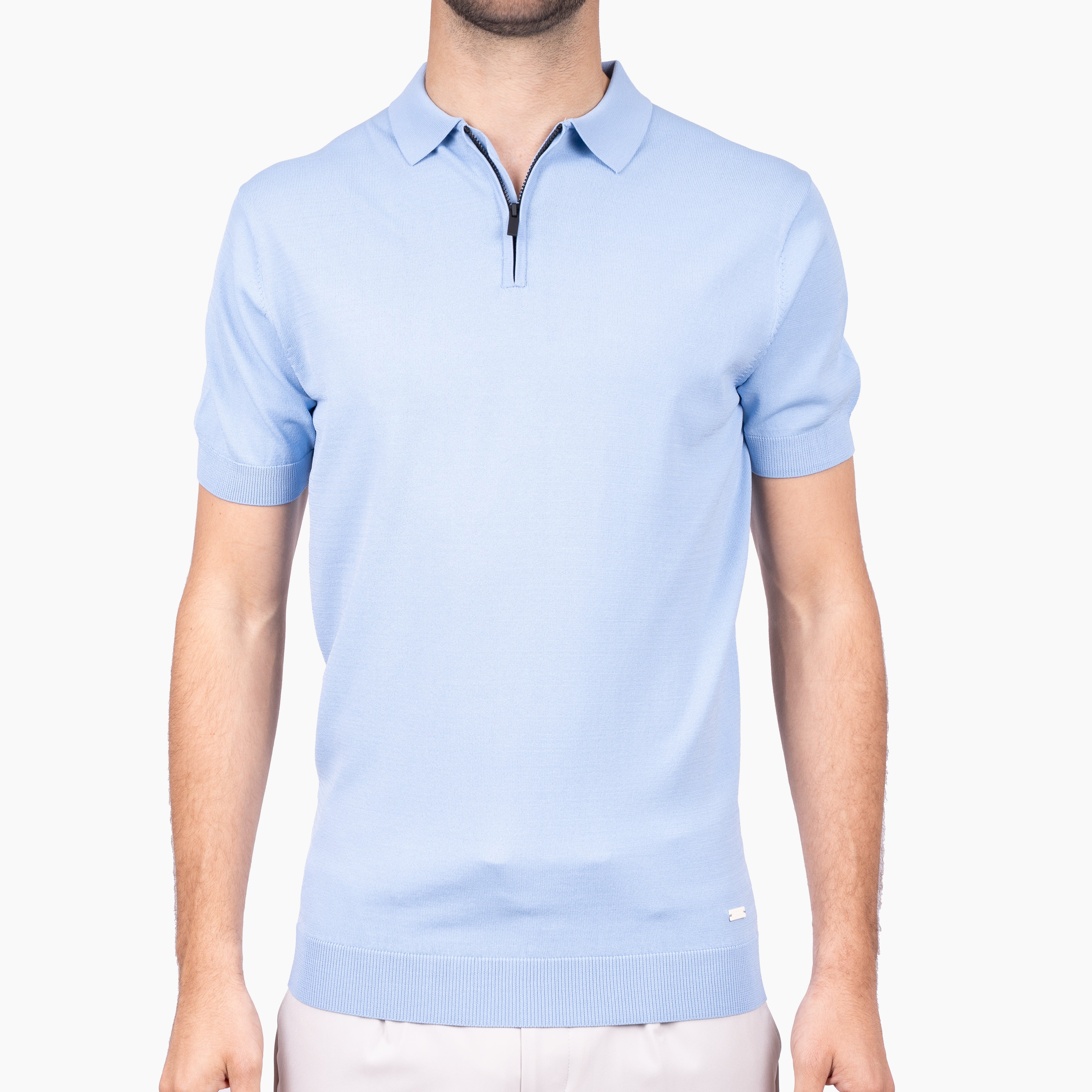 SEVEN DIALS Technische Polo met Rits Lichtblauw | Osric