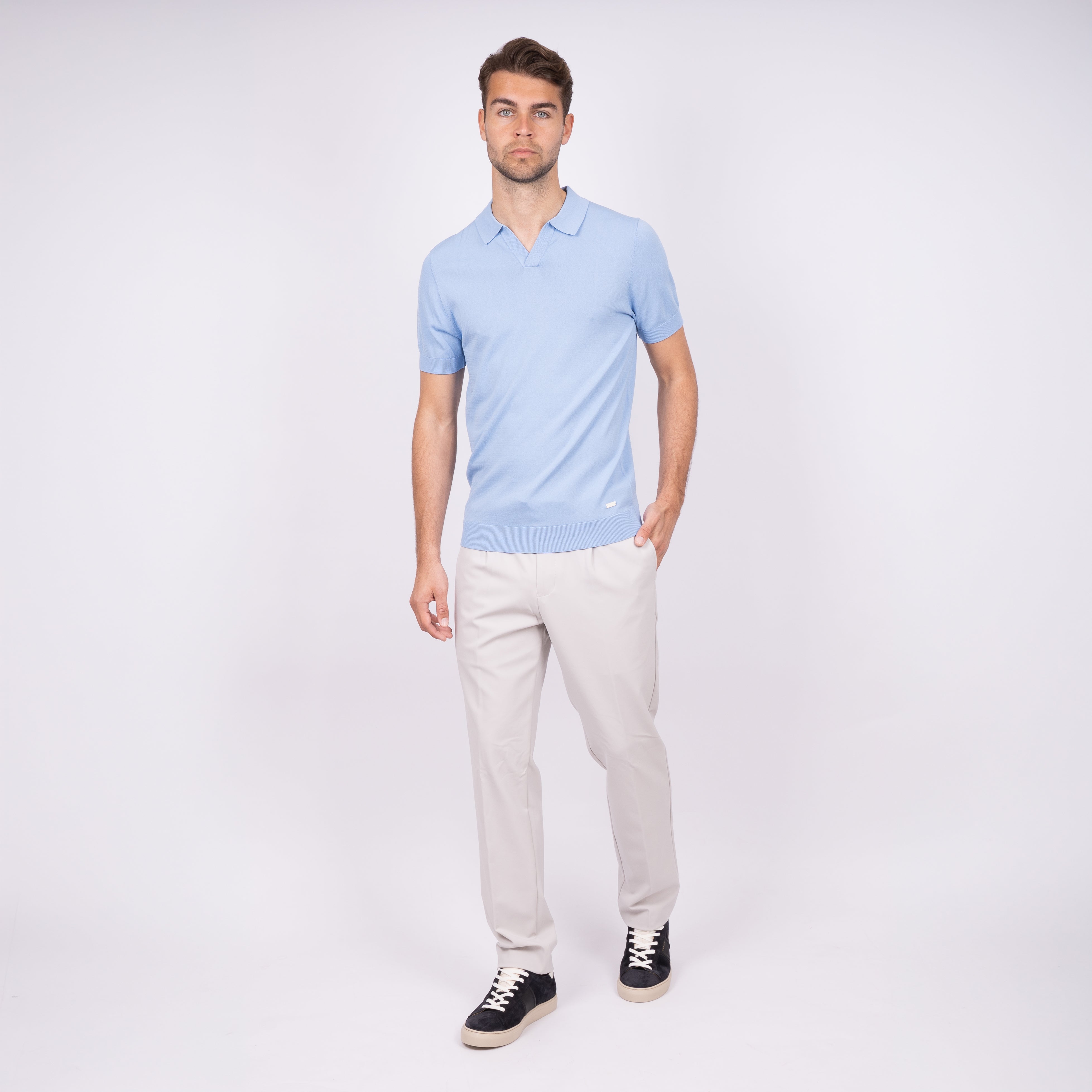 SEVEN DIALS Technische Buttonless Polo Lichtblauw | Hayden