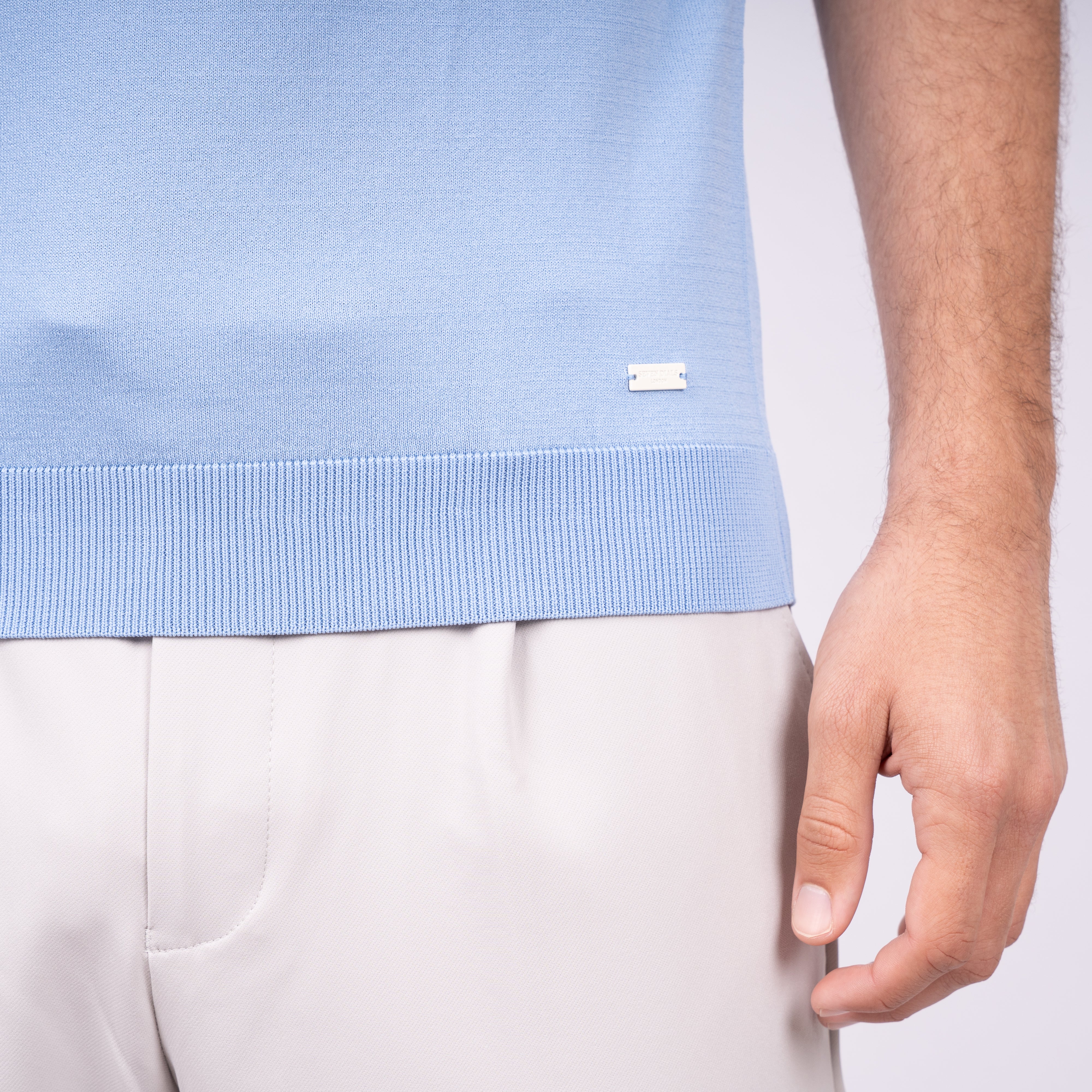 SEVEN DIALS Technische Buttonless Polo Lichtblauw | Hayden