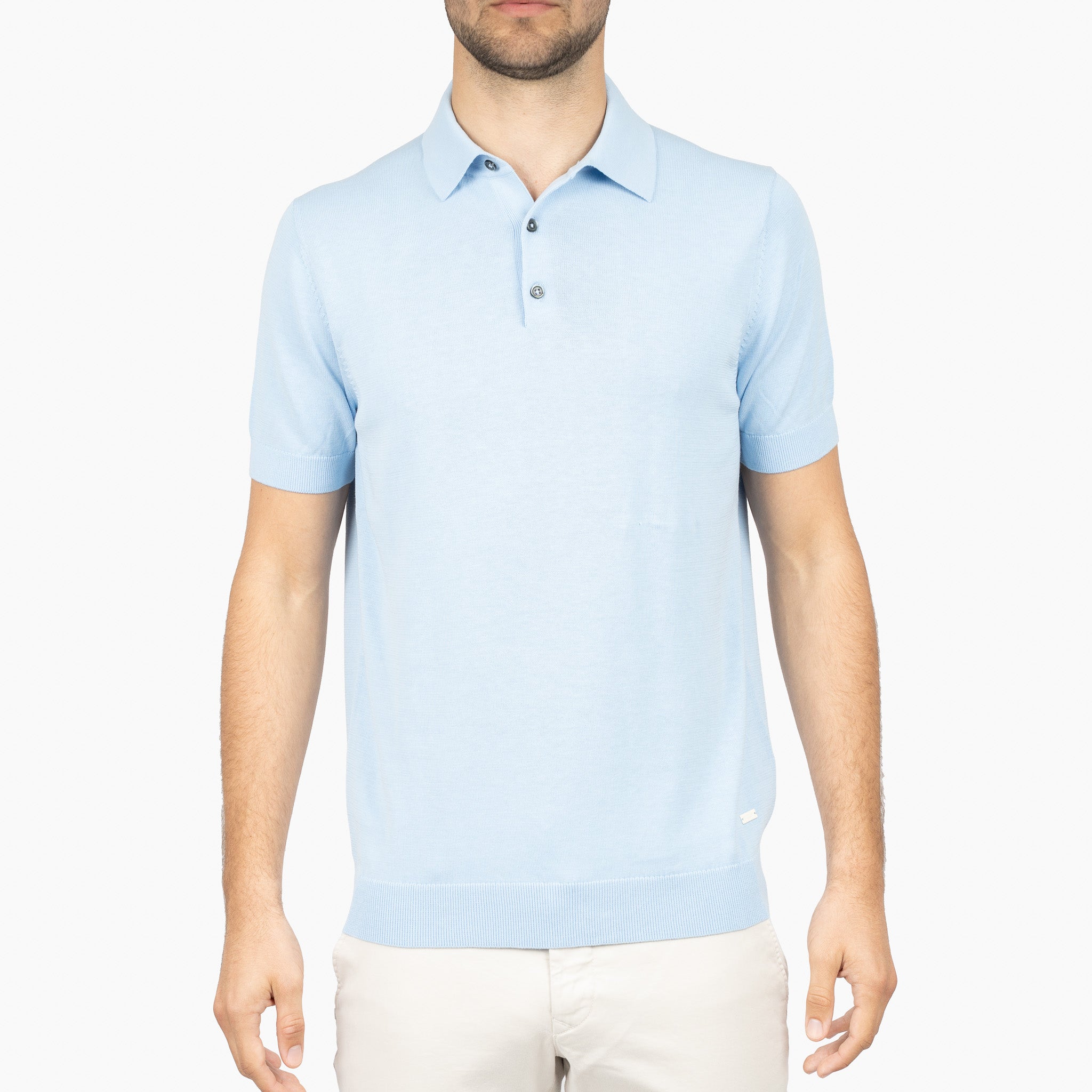 SEVEN DIALS Gebreide Polo Lichtblauw | Fillin