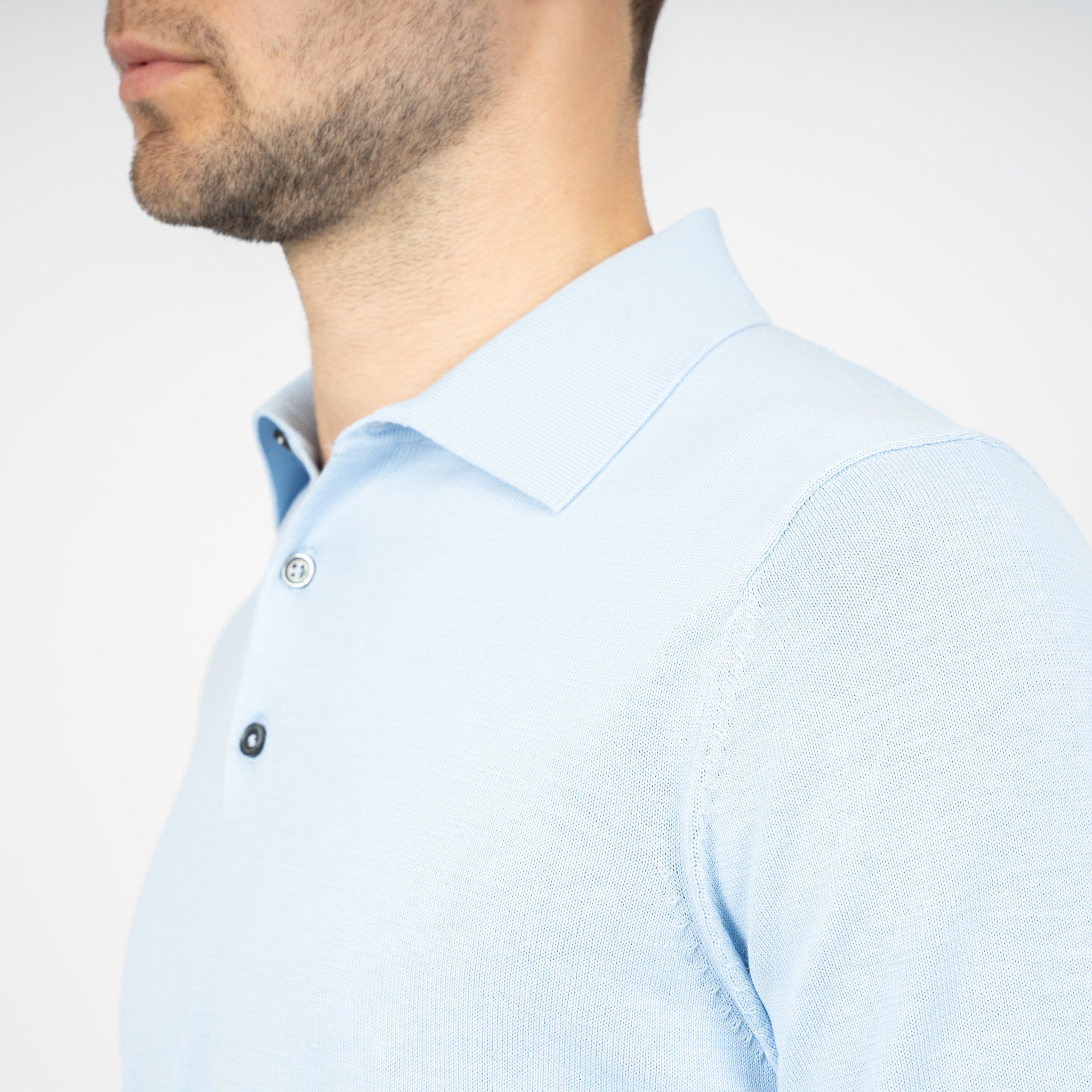 SEVEN DIALS Gebreide Polo Lichtblauw | Fillin