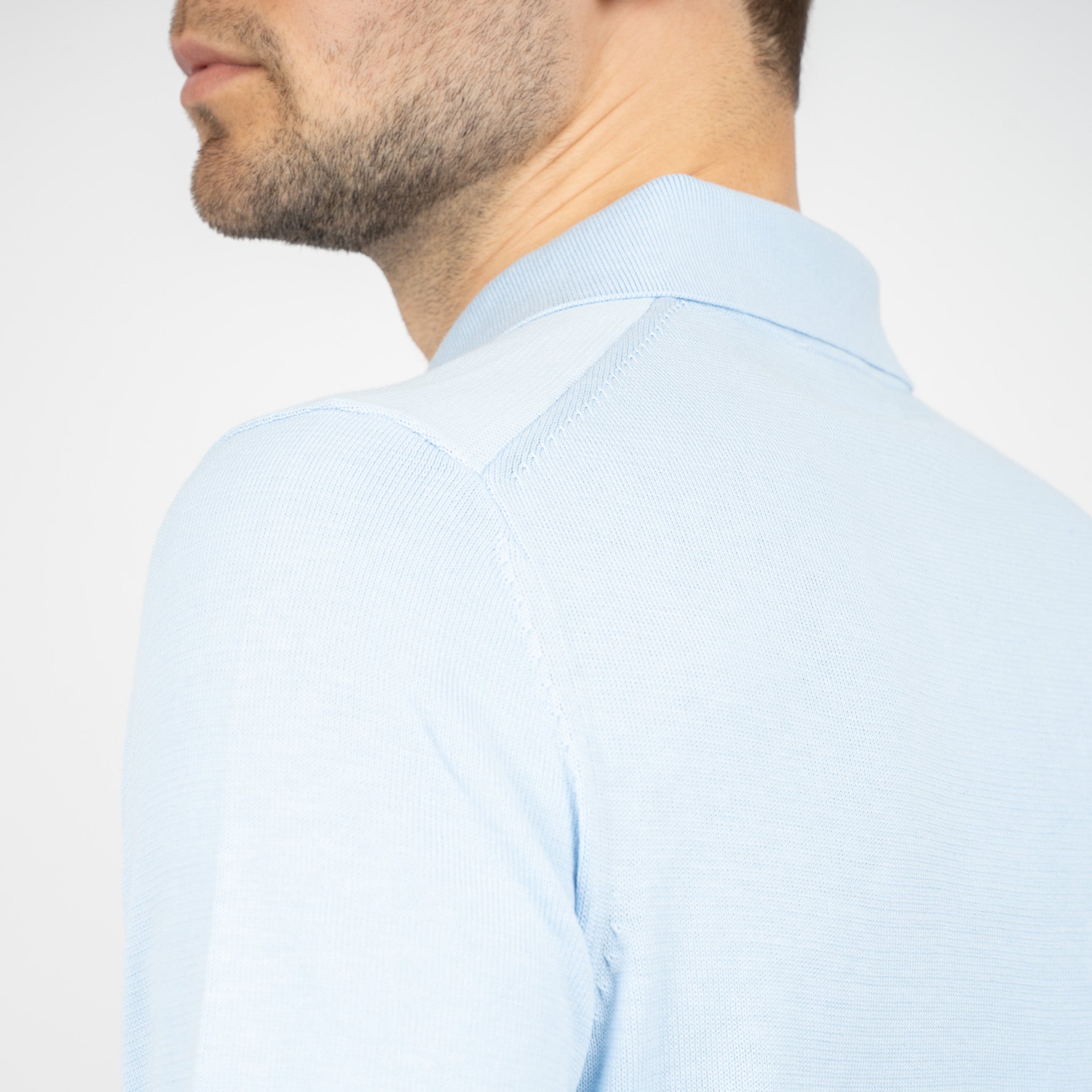 SEVEN DIALS Gebreide Polo Lichtblauw | Fillin