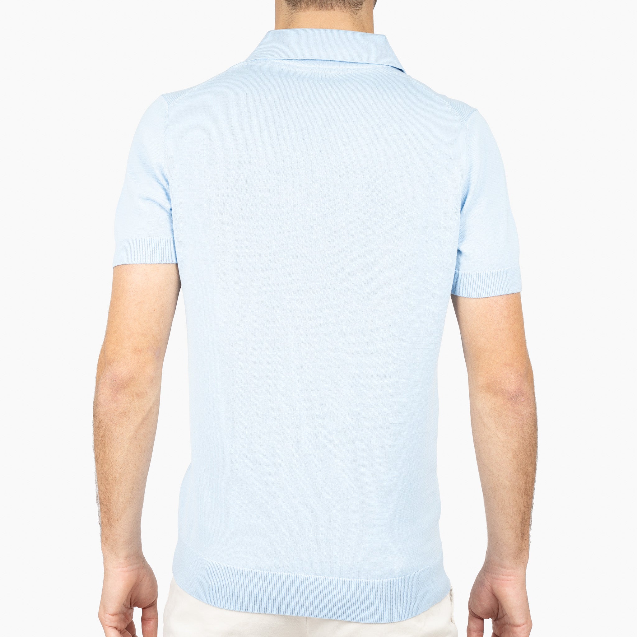 SEVEN DIALS Gebreide Buttonless Polo Lichtblauw | Dyche