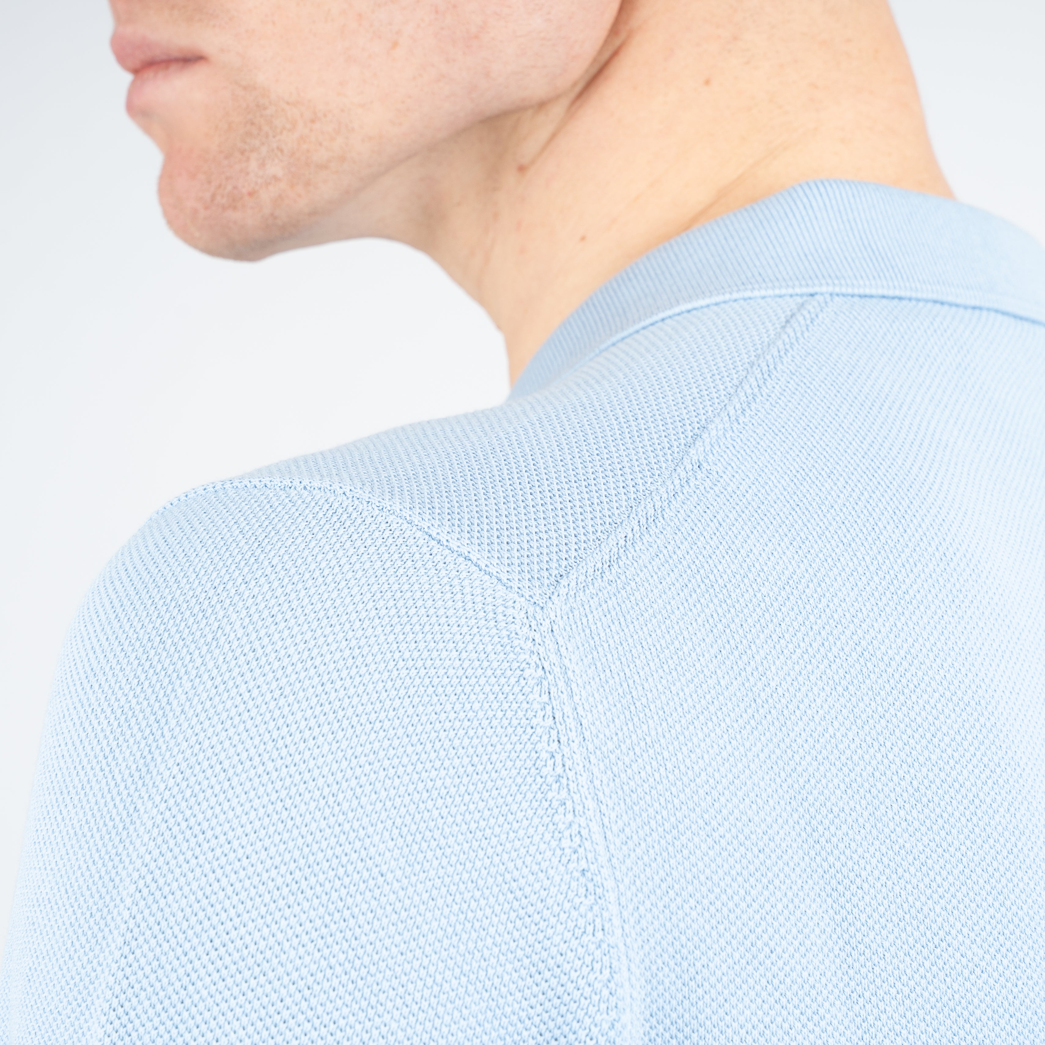 Gran Sasso Polo Buttonless Kraag Lichtblauw | Fresh Cotton