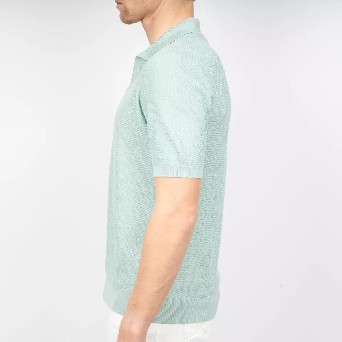 Gran Sasso Gebreide Polo Aqua Blauw | Seta-Cotone