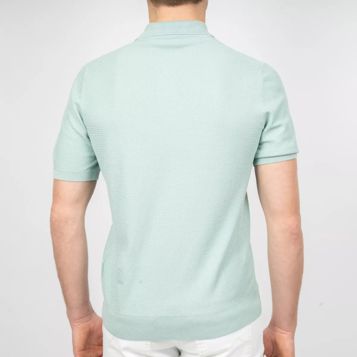 Gran Sasso Gebreide Polo Aqua Blauw | Seta-Cotone