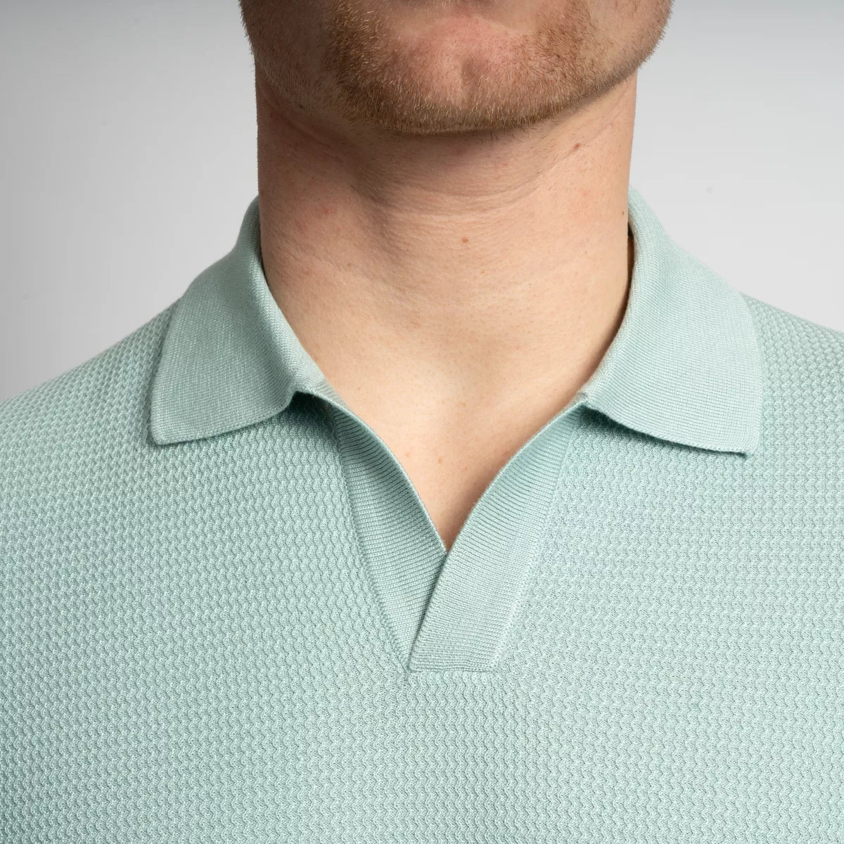 Gran Sasso Gebreide Polo Aqua Blauw | Seta-Cotone