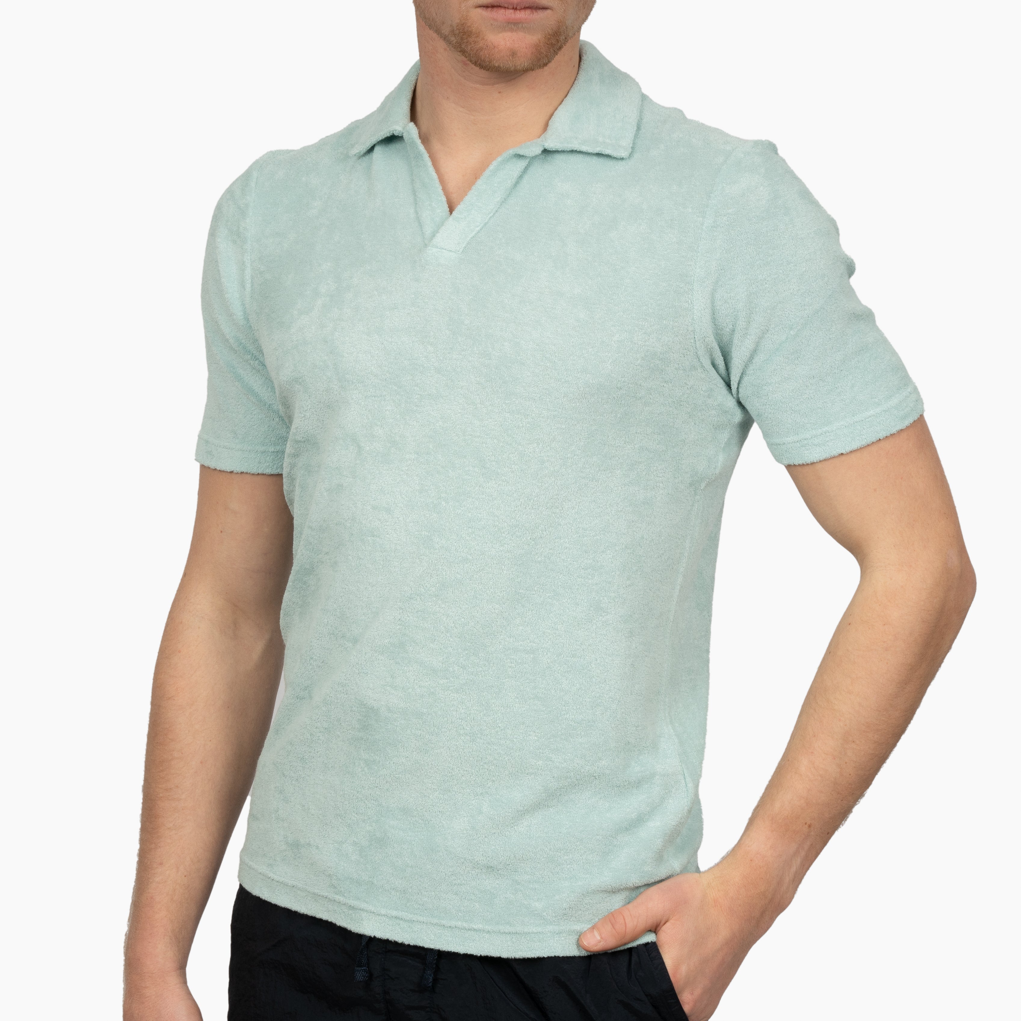 Gran Sasso Polo zonder knopen Aquablauw Badstof Gentlemen Mode