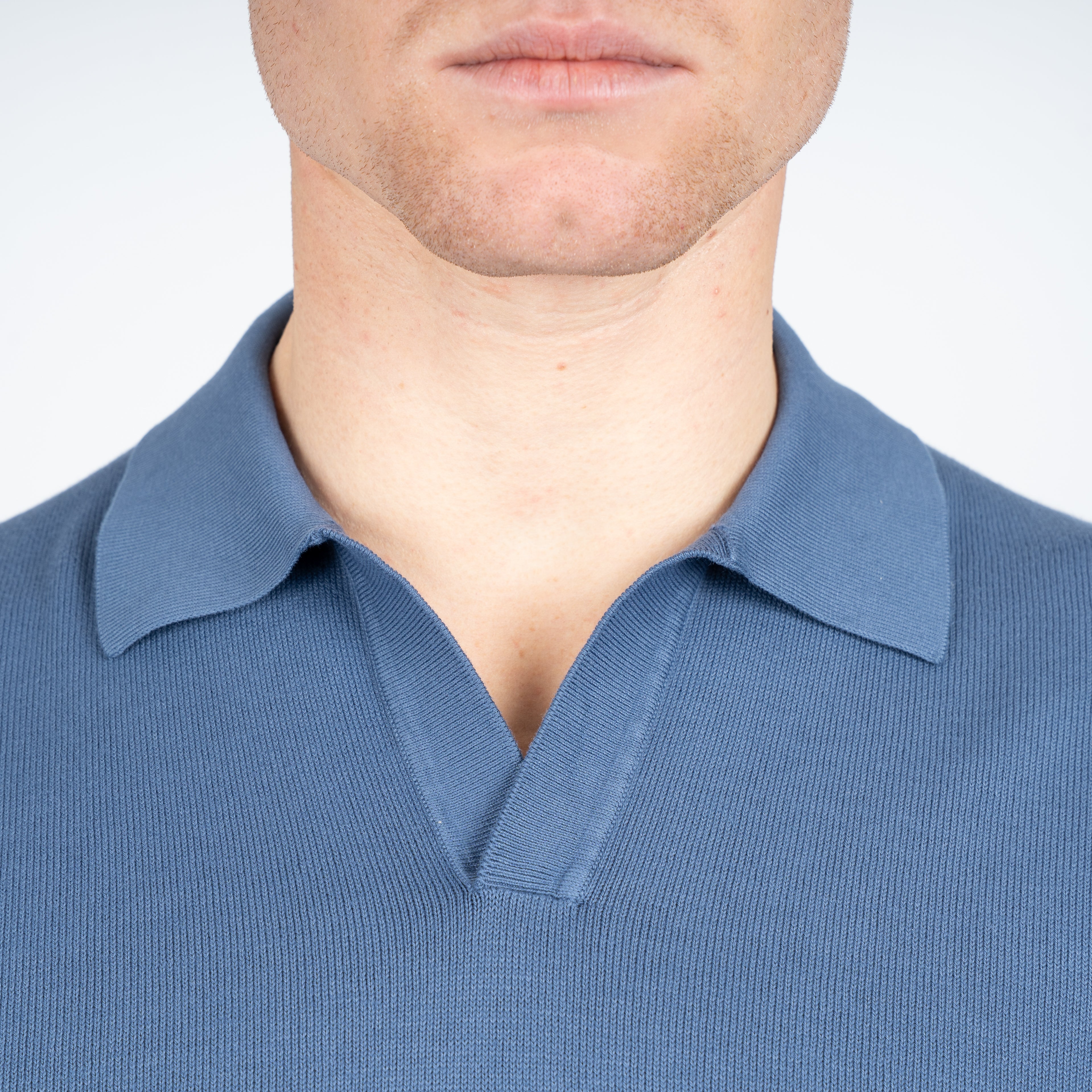 Gran Sasso Buttonless Polo Staalblauw | Egyptian Cotton
