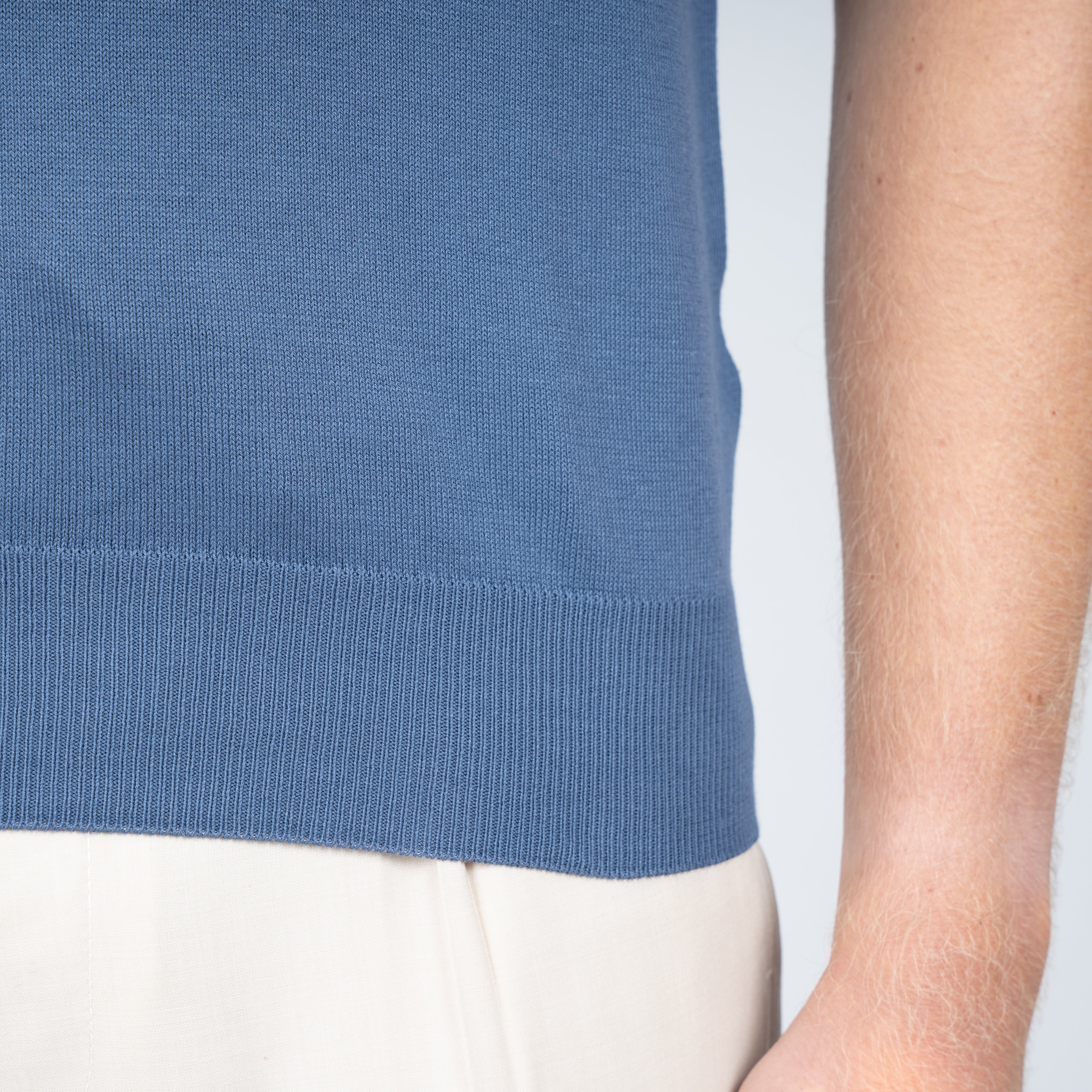 Gran Sasso Buttonless Polo Staalblauw | Egyptian Cotton