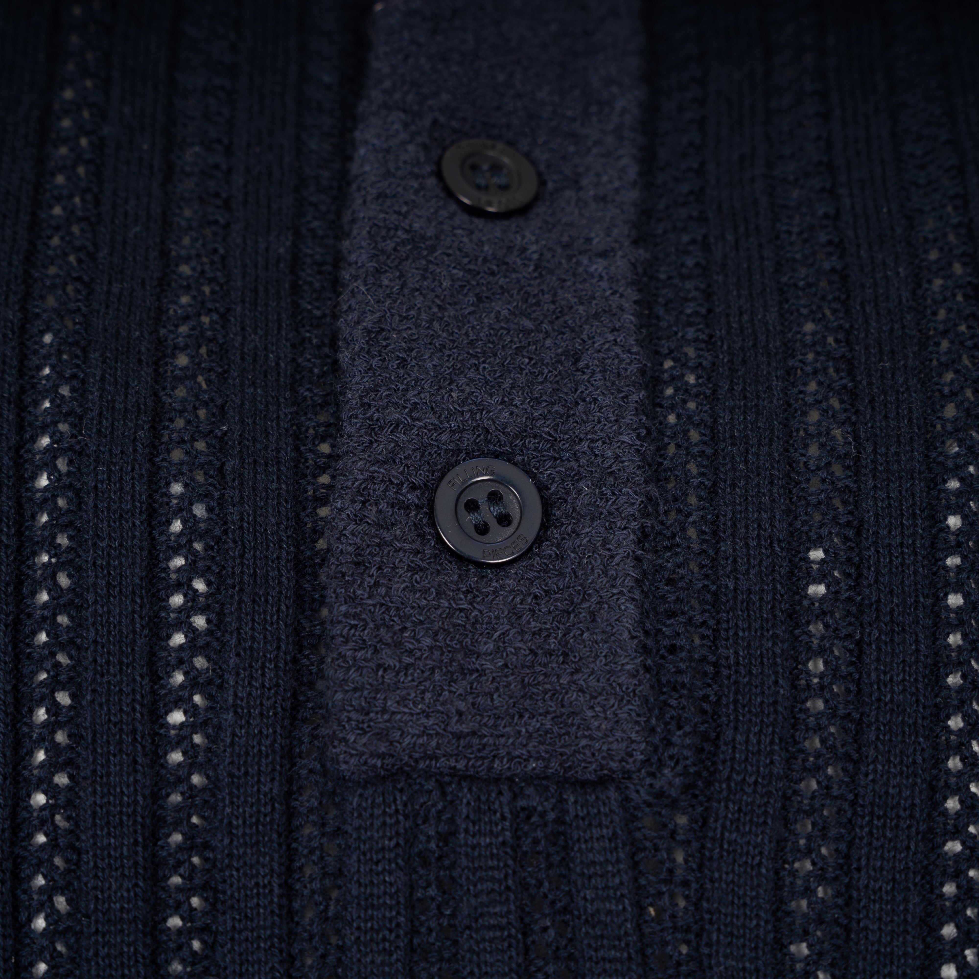 Filling Pieces Gebreide Polo Blauw | Knit Polo Boucle