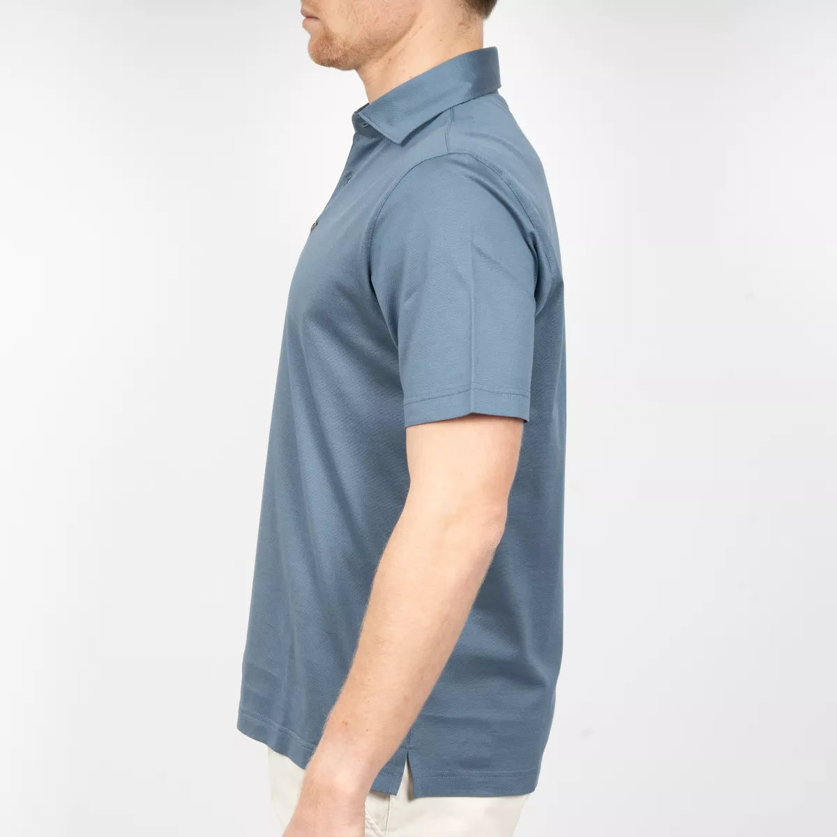 Gran Sasso Polo Staalblauw | Mercerized Piquet Cotton