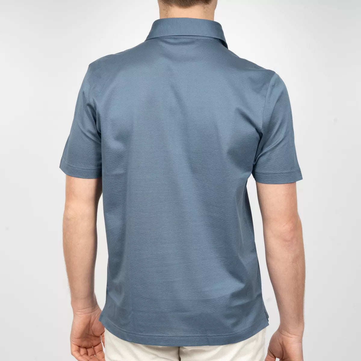 Gran Sasso Polo Staalblauw | Mercerized Piquet Cotton