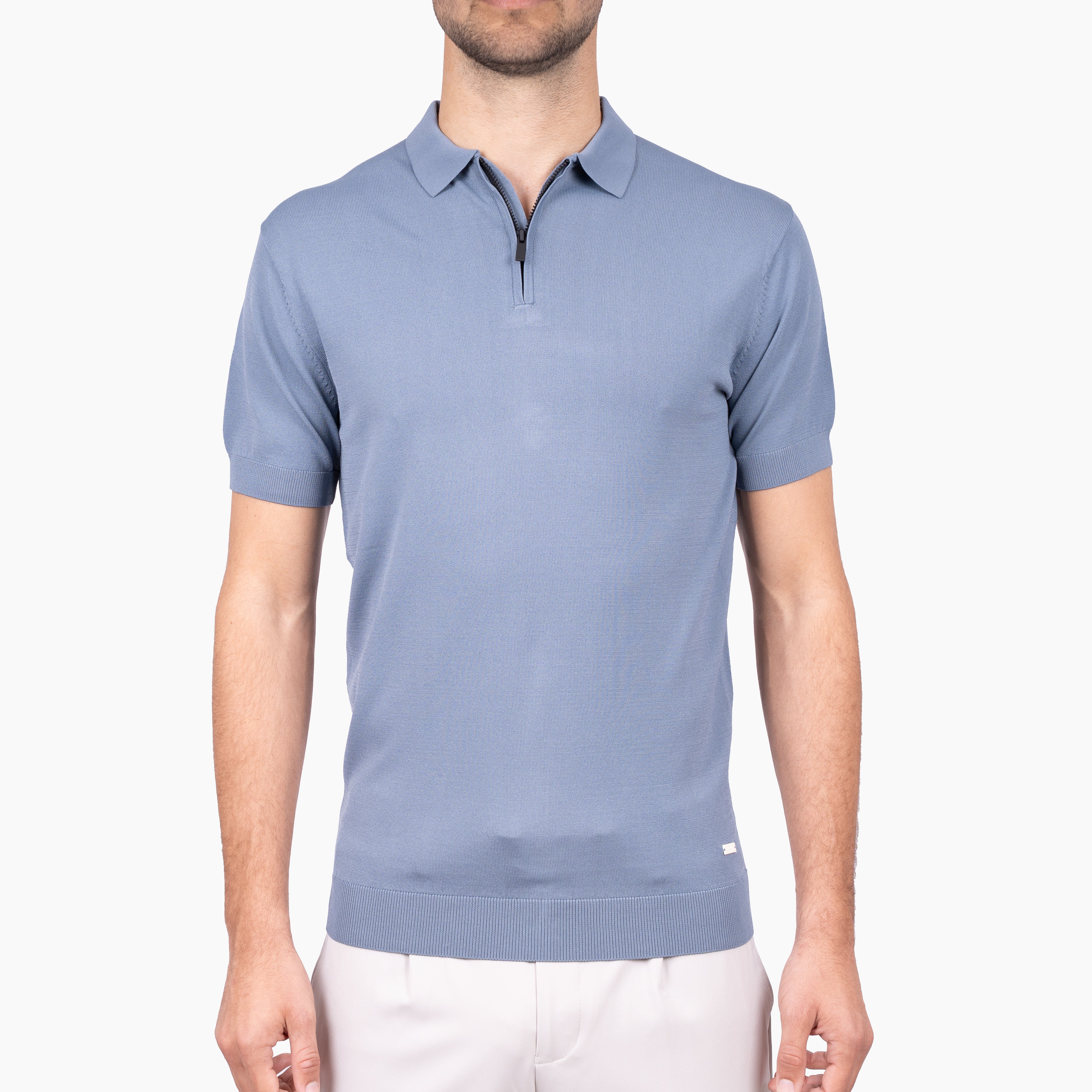 SEVEN DIALS Technische Polo met Rits Staalblauw | Osric