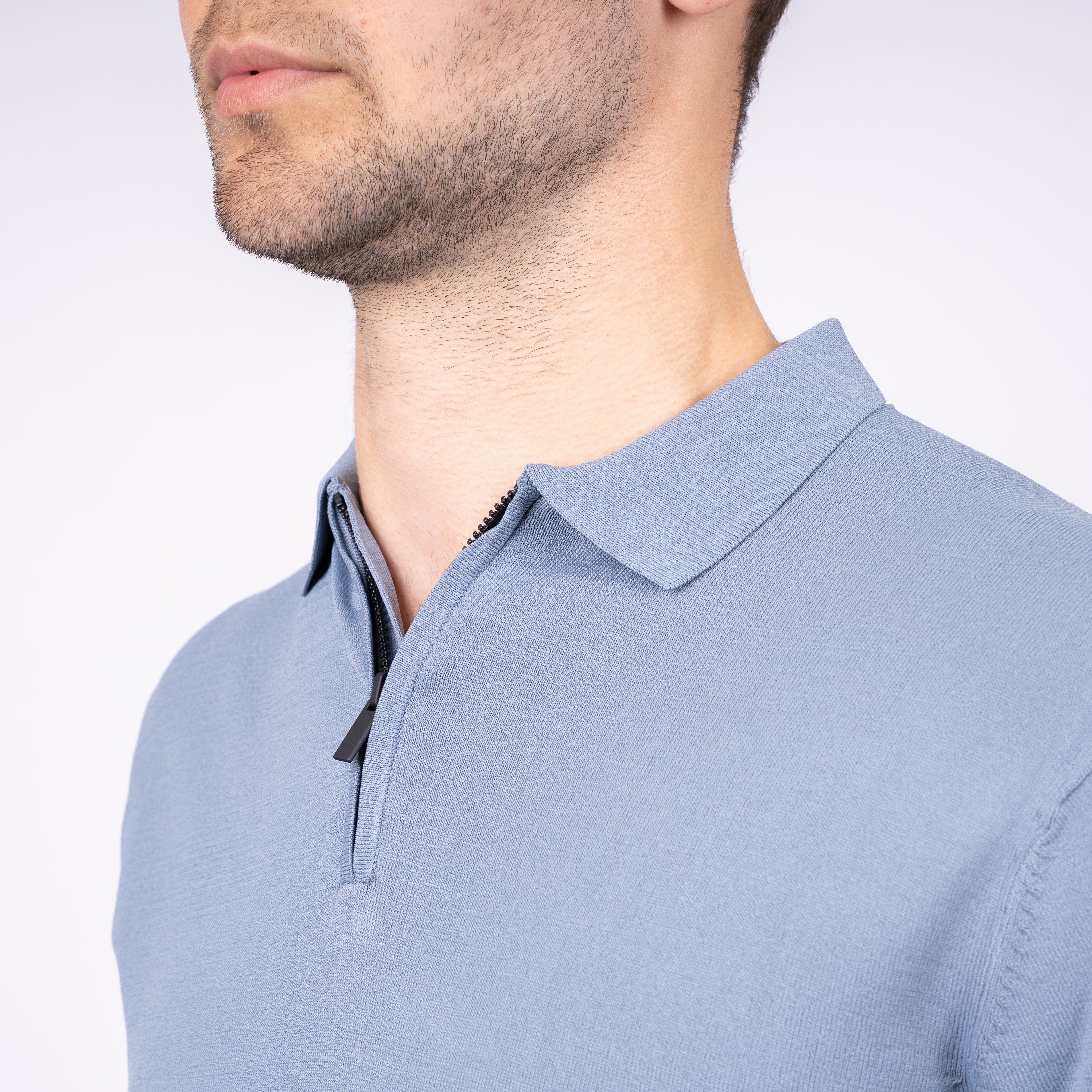 SEVEN DIALS Technische Polo met Rits Staalblauw | Osric