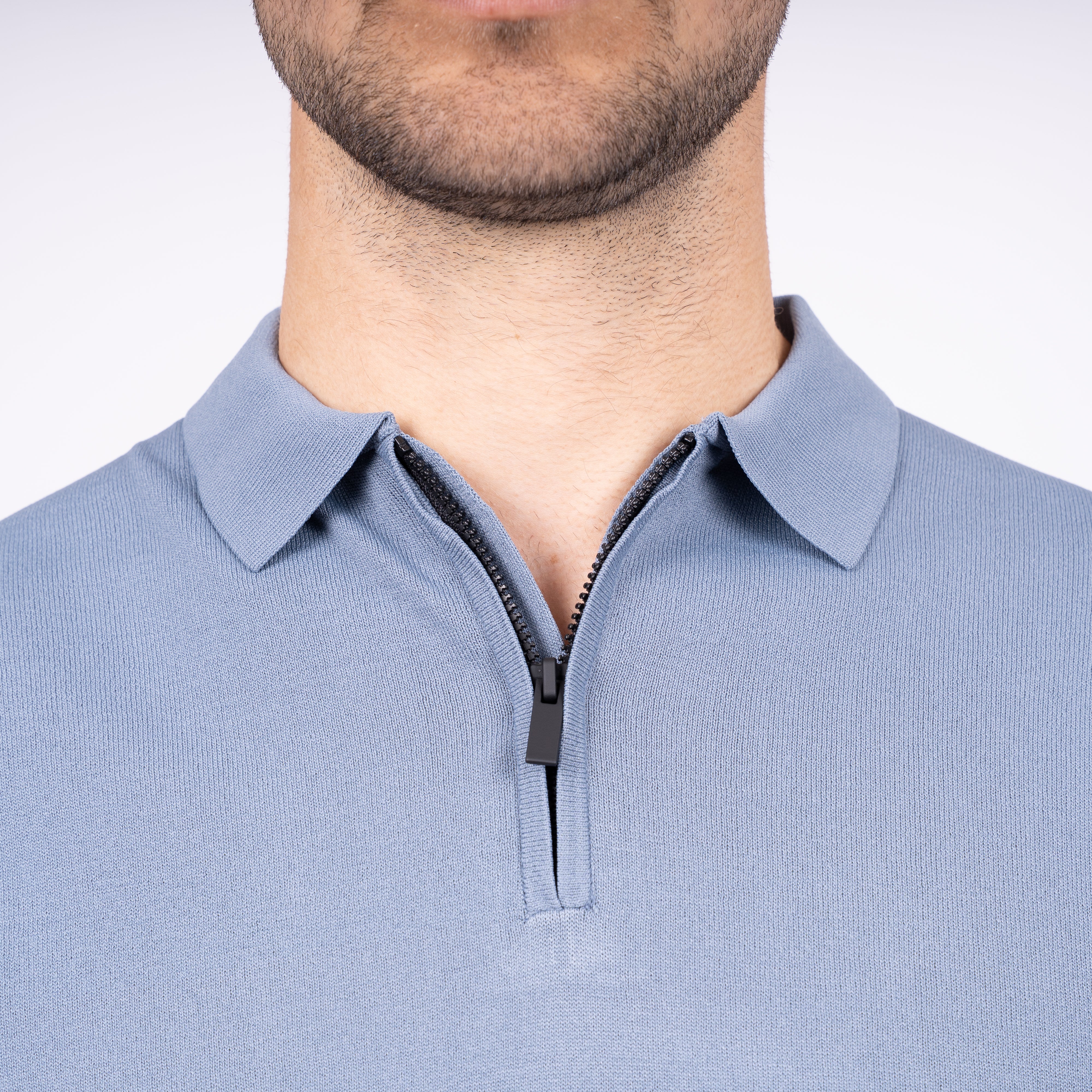 SEVEN DIALS Technische Polo met Rits Staalblauw | Osric