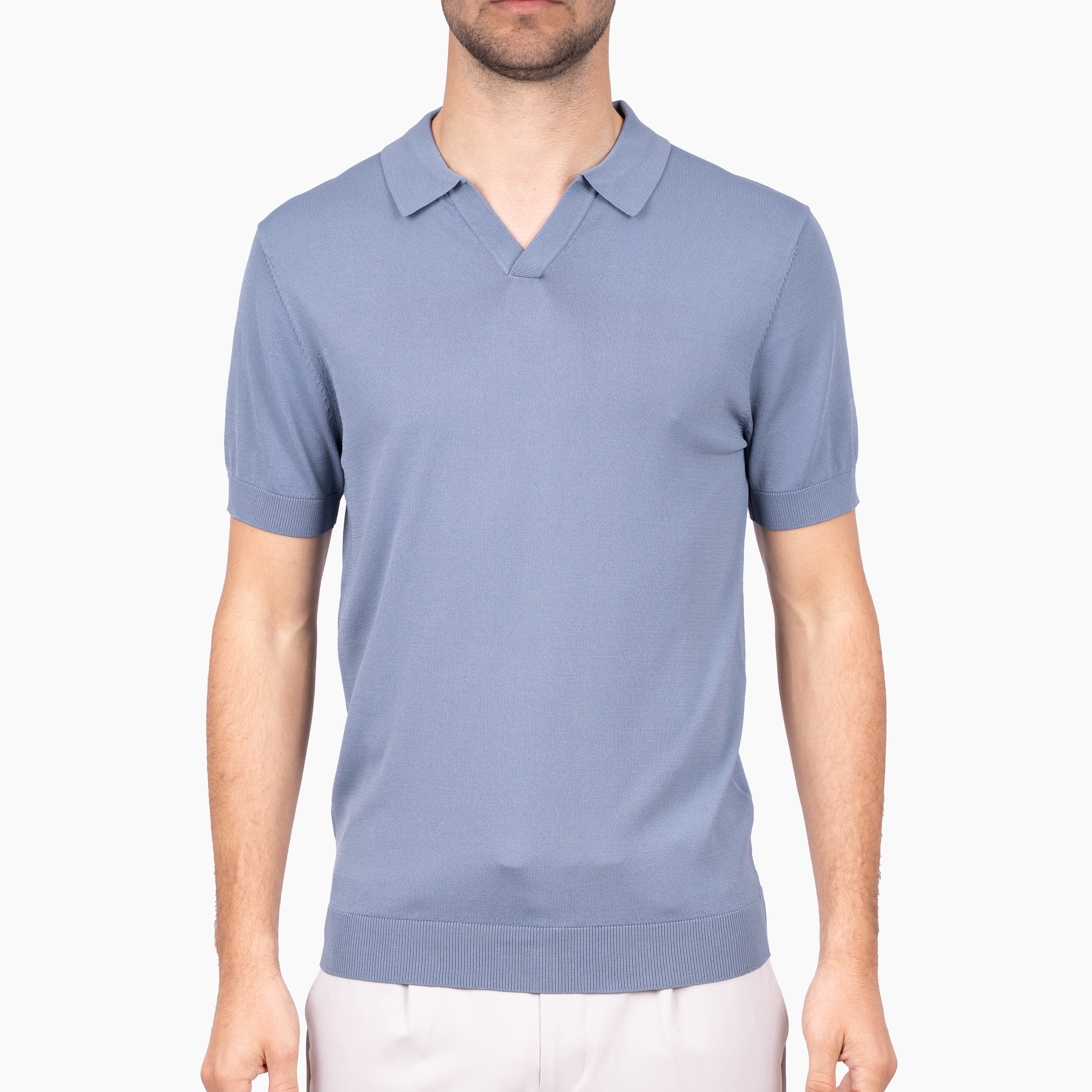 SEVEN DIALS Technische Buttonless Polo Staalblauw | Hayden