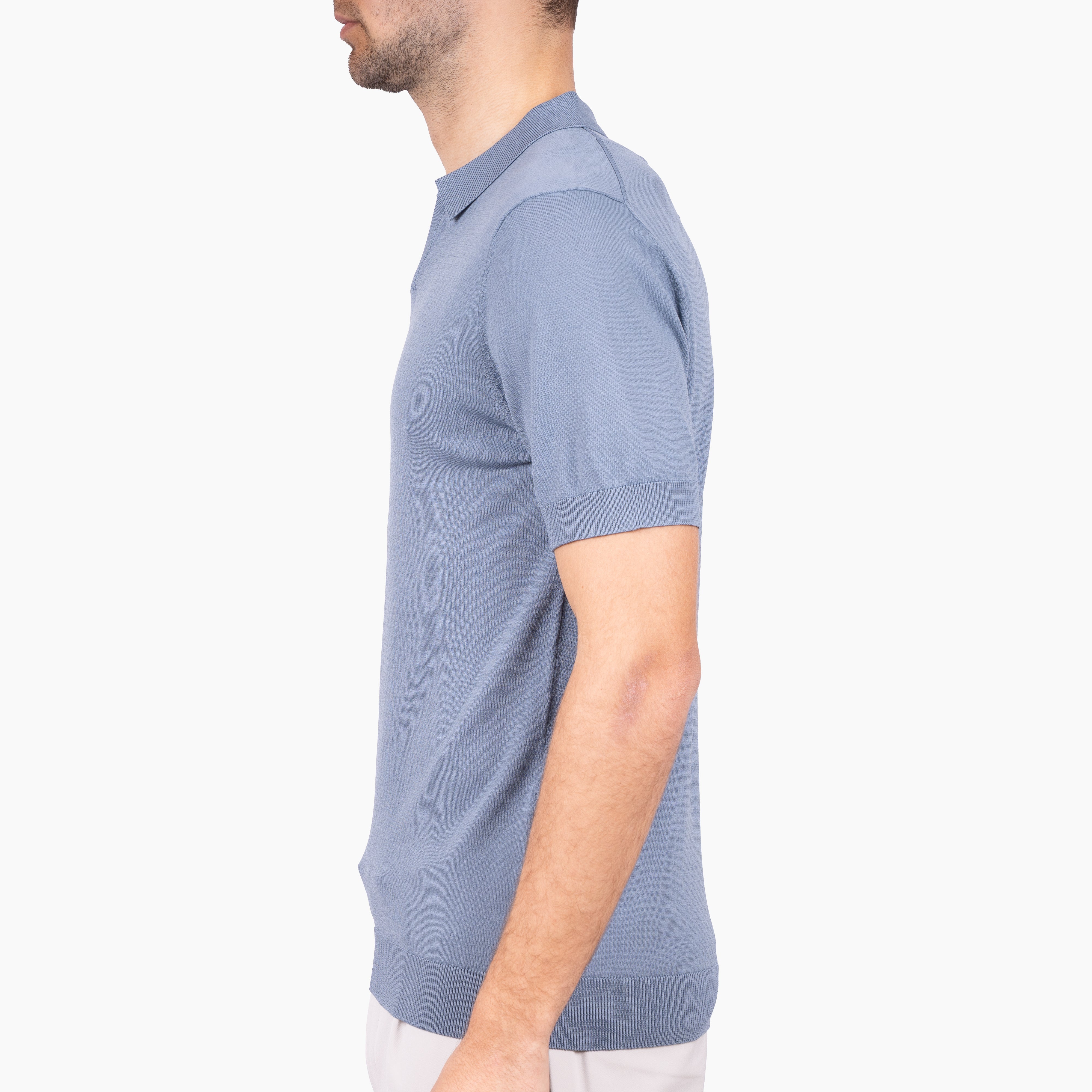 SEVEN DIALS Technische Buttonless Polo Staalblauw | Hayden